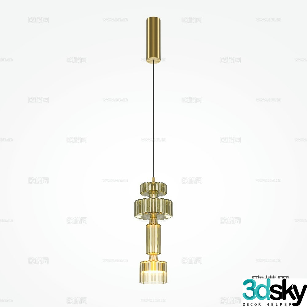 Modern glass chandelier 3d model