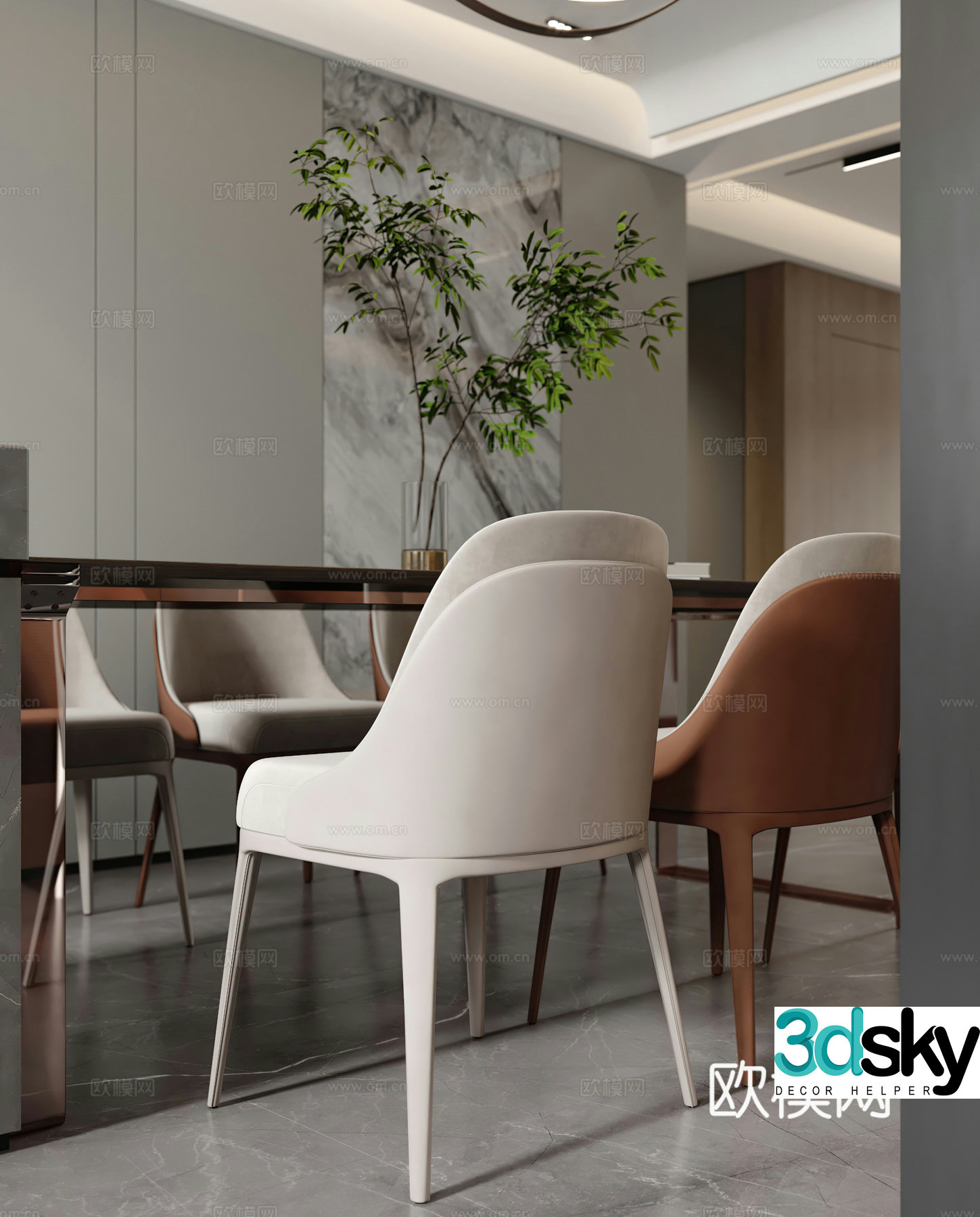 Modern restaurant Dining table Dining chair Light luxury Simple Modern living restaurant G6233d model