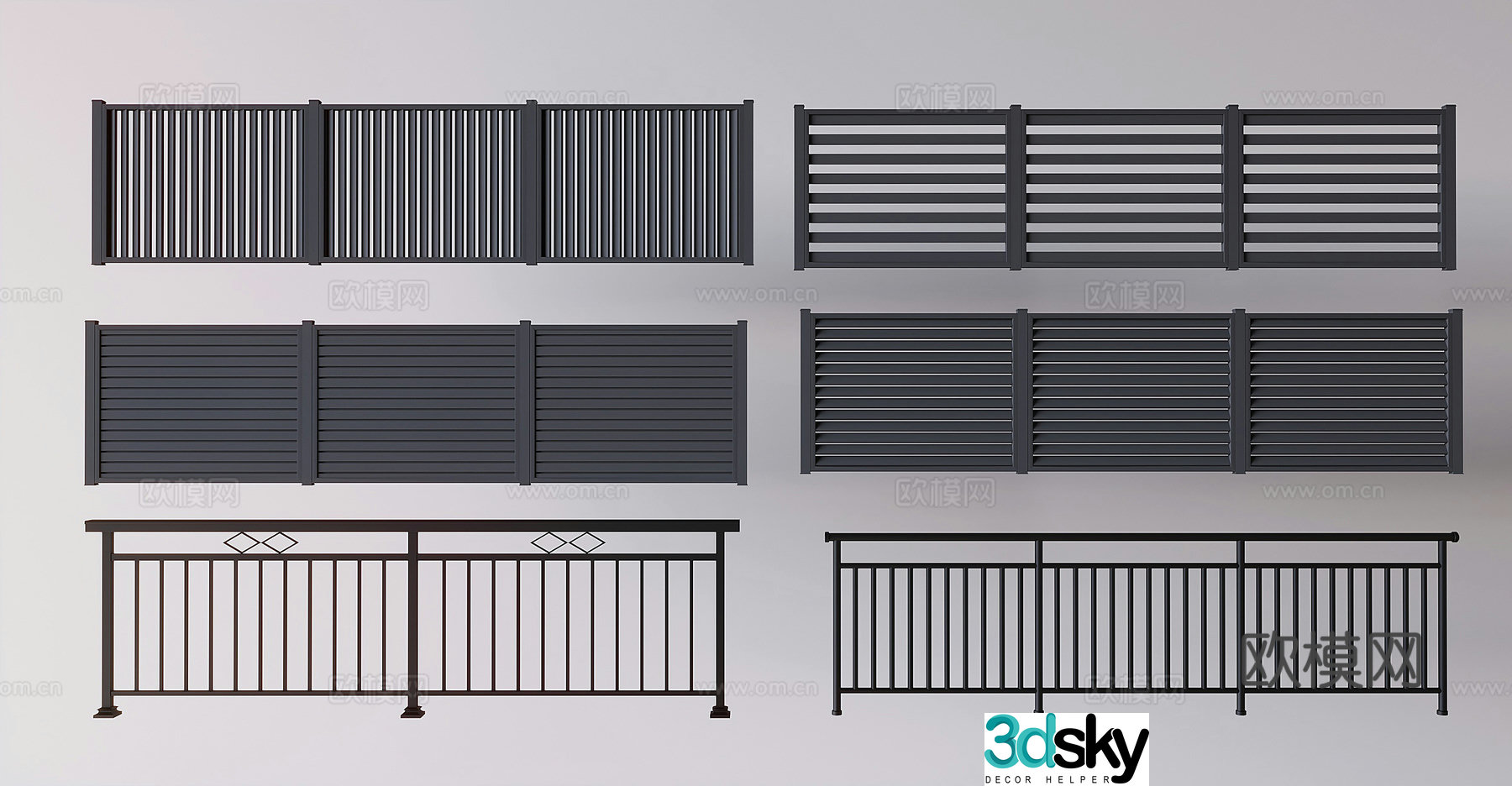 Wrought iron fence isolation railing Wrought iron fence protective railing Wrought iron fence 3D model