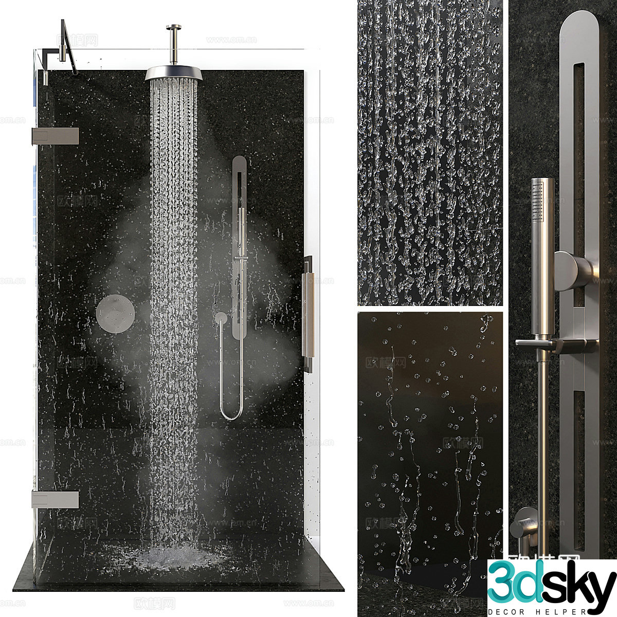 Modern Italian minimalist shower room 3D model