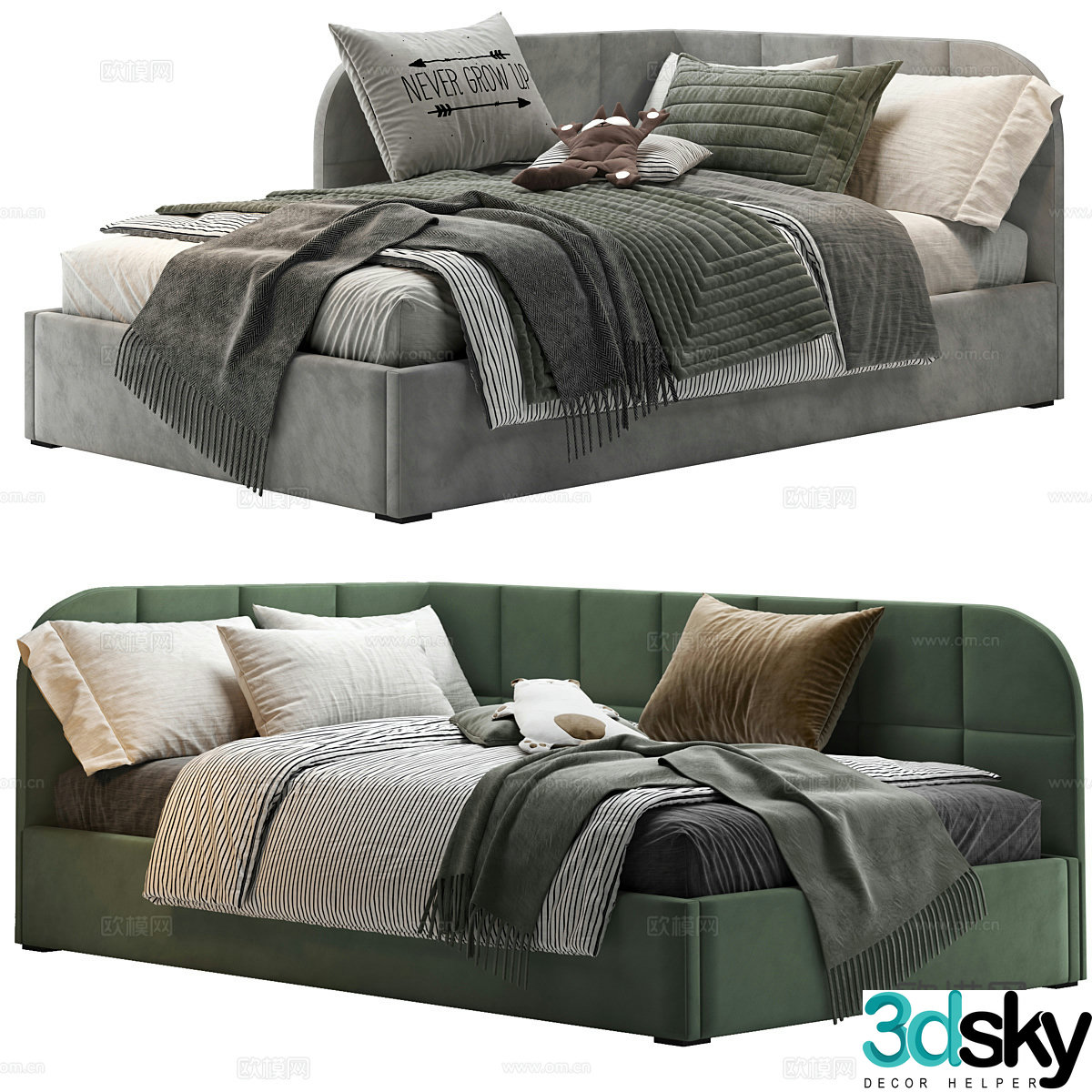 Modern fabric children’s bed sofa bed 3d model