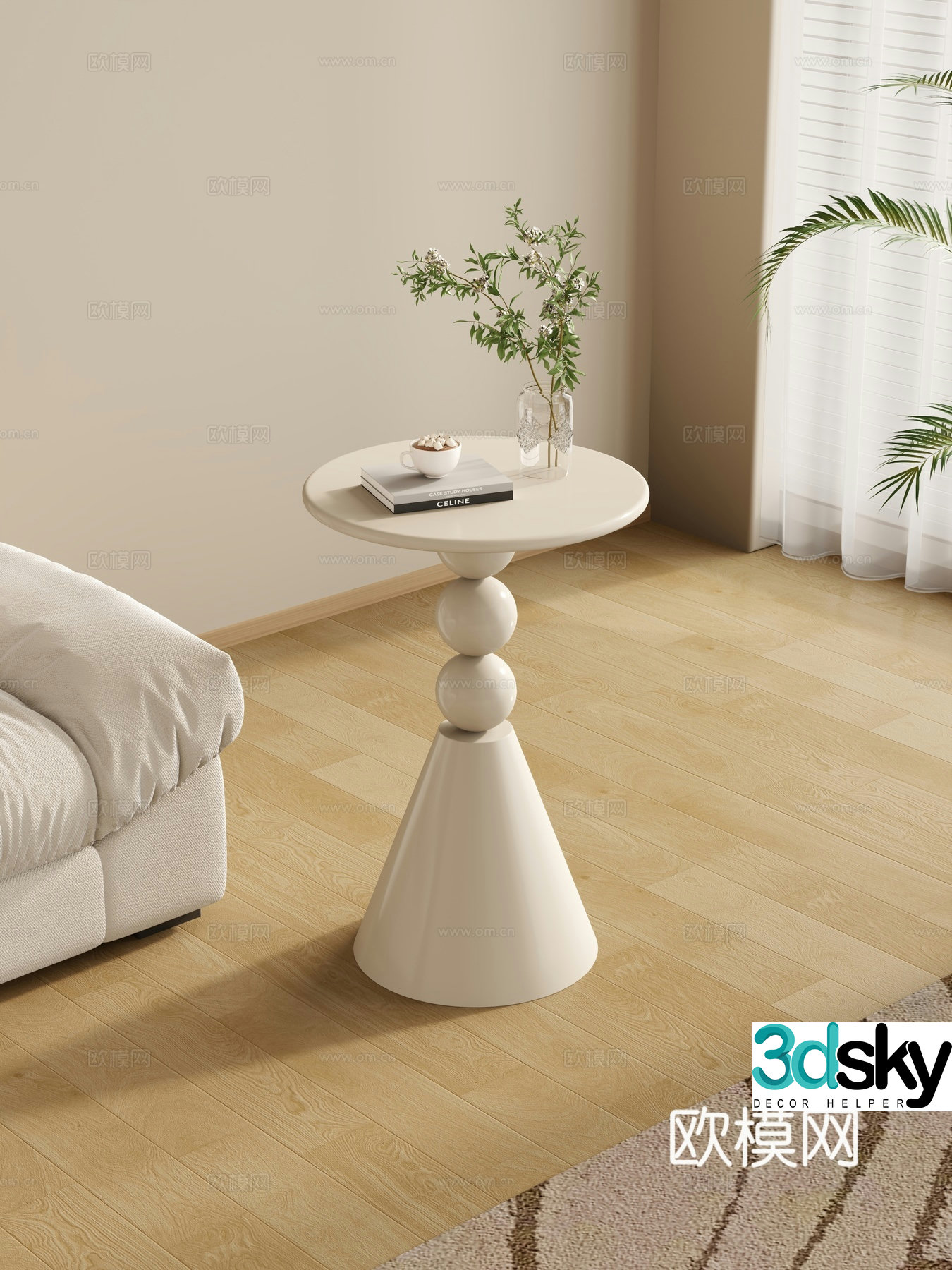 Modern side table corner table shelf decoration 3d model