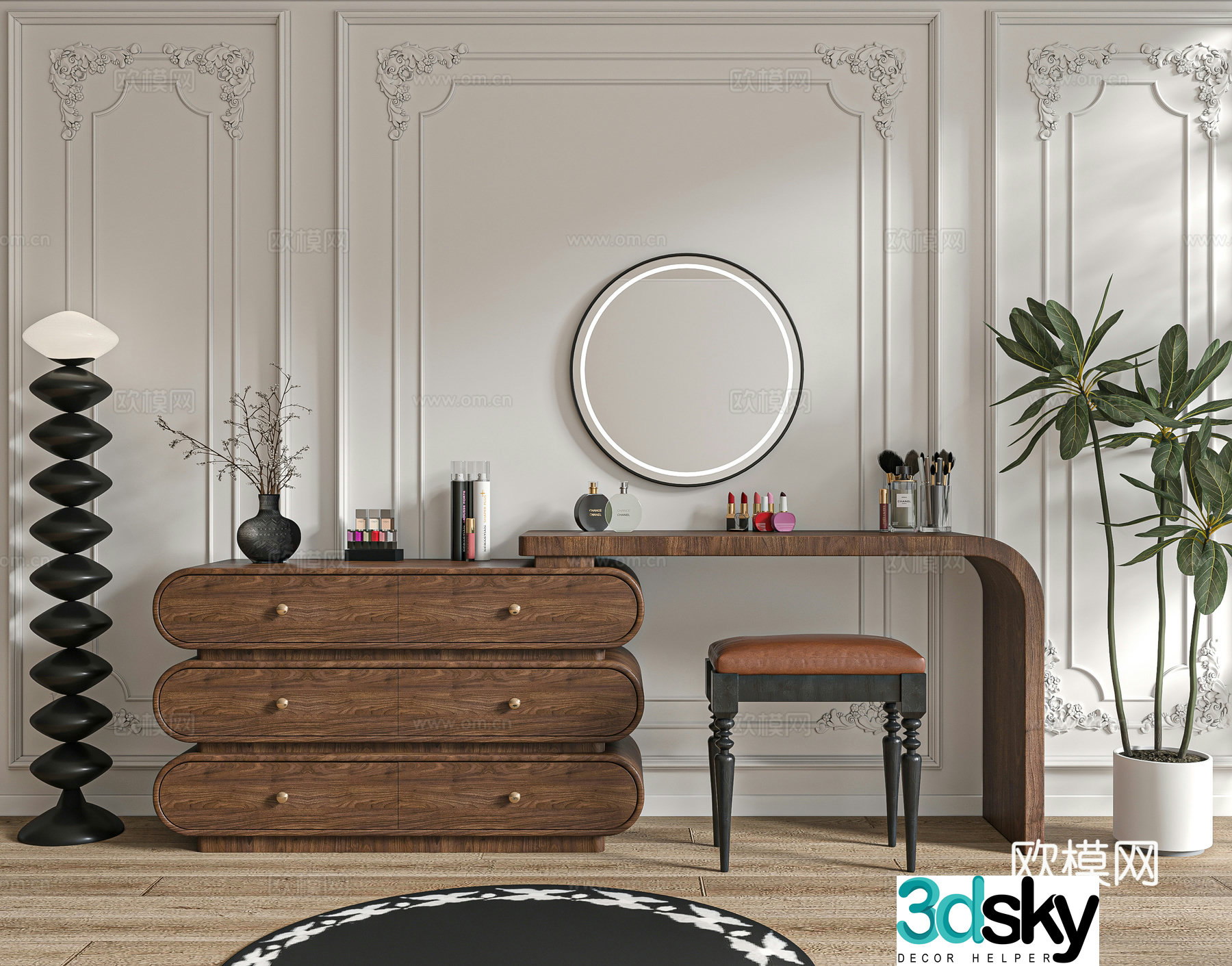 Medium style dressing table 3D model