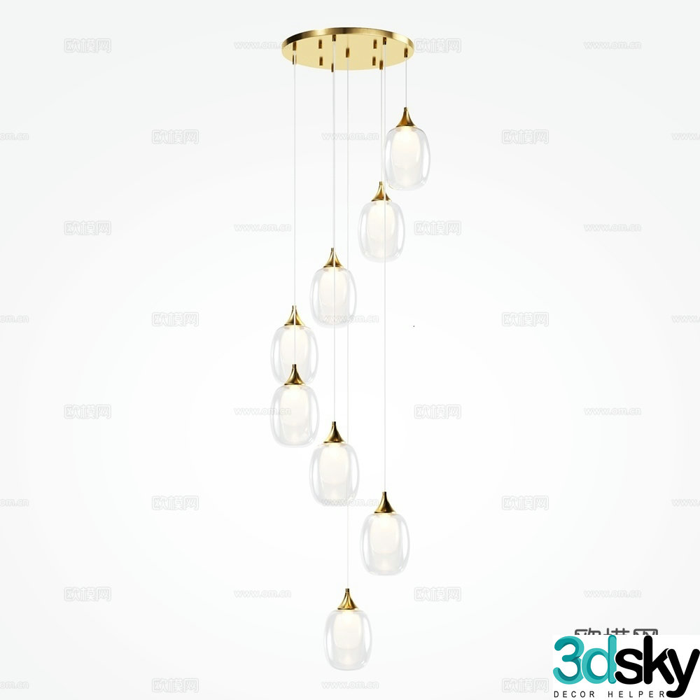 Modern glass chandelier 3d model