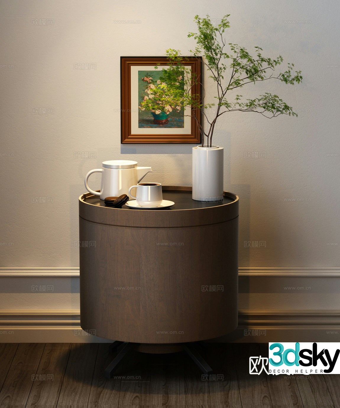 Modern medieval style bedside table 3D model