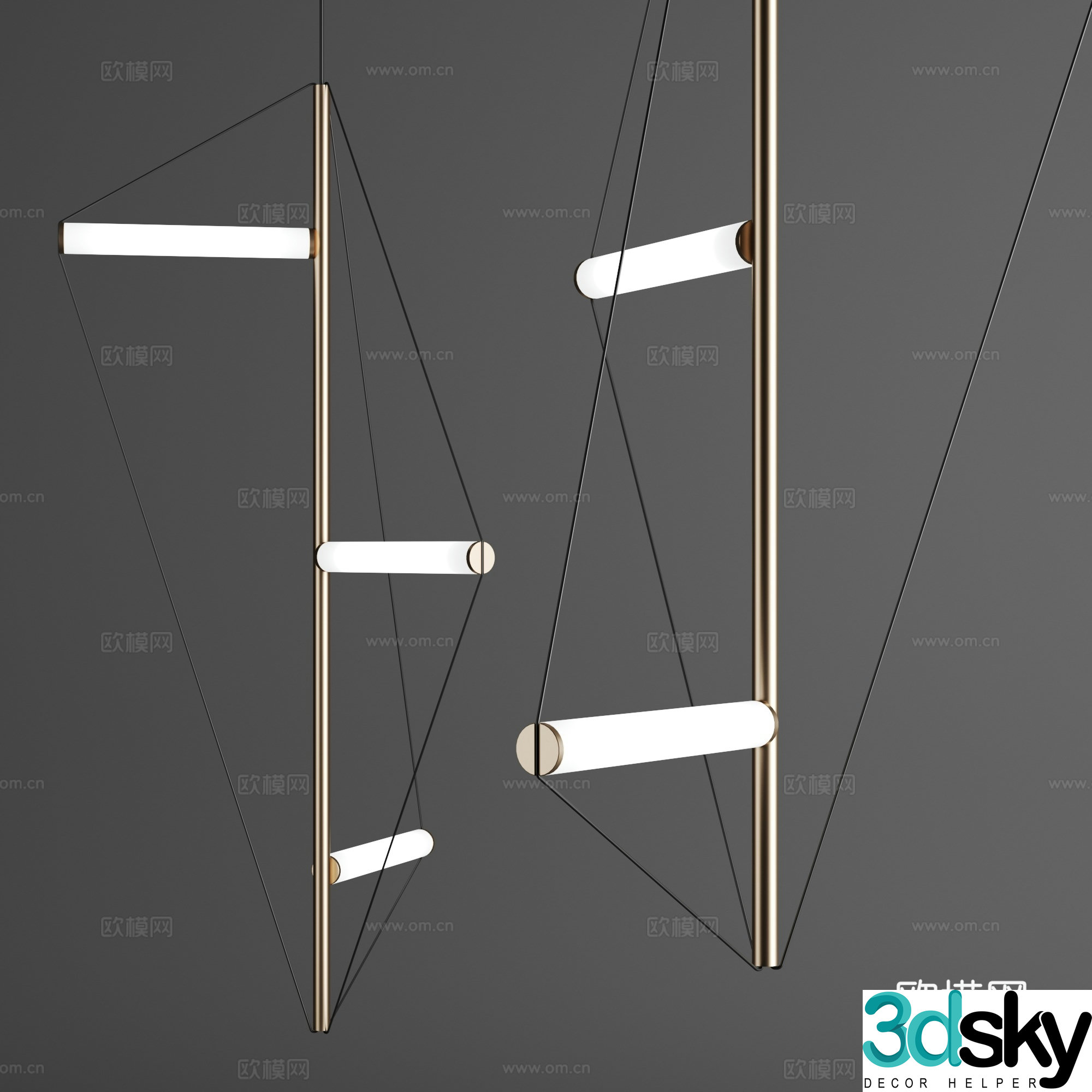Modern Italian minimalist decorative chandelier 3d model