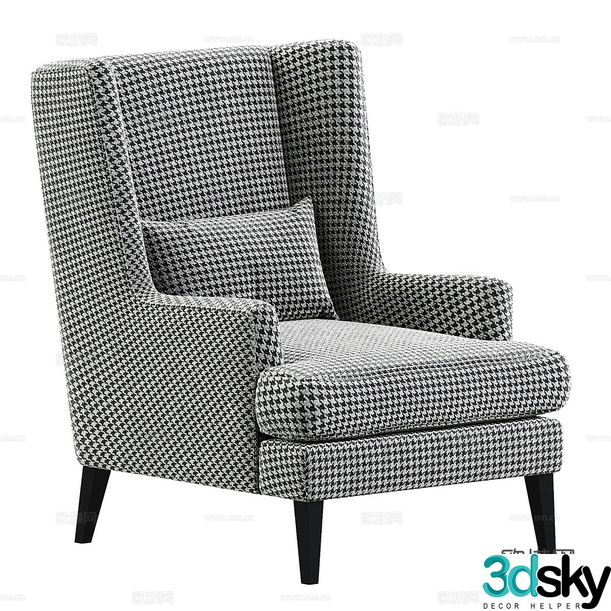 American simple casual chair armchair high back chair 3d model