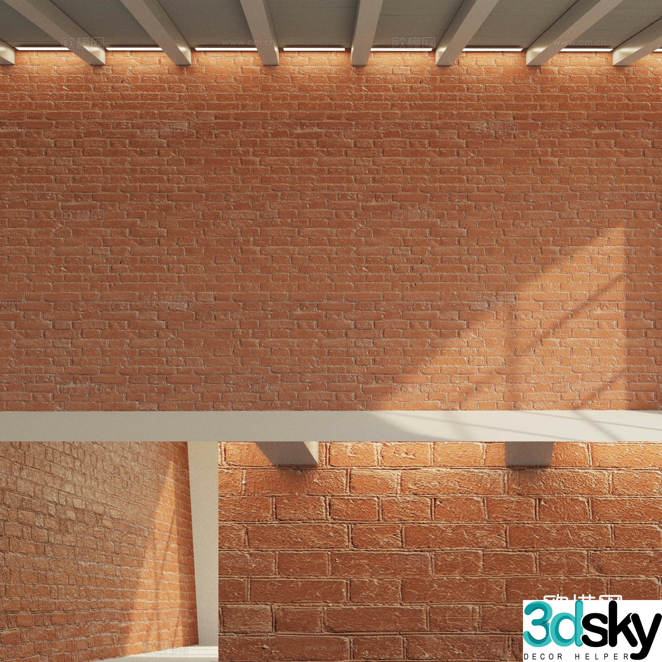 Red brick wall 3d model