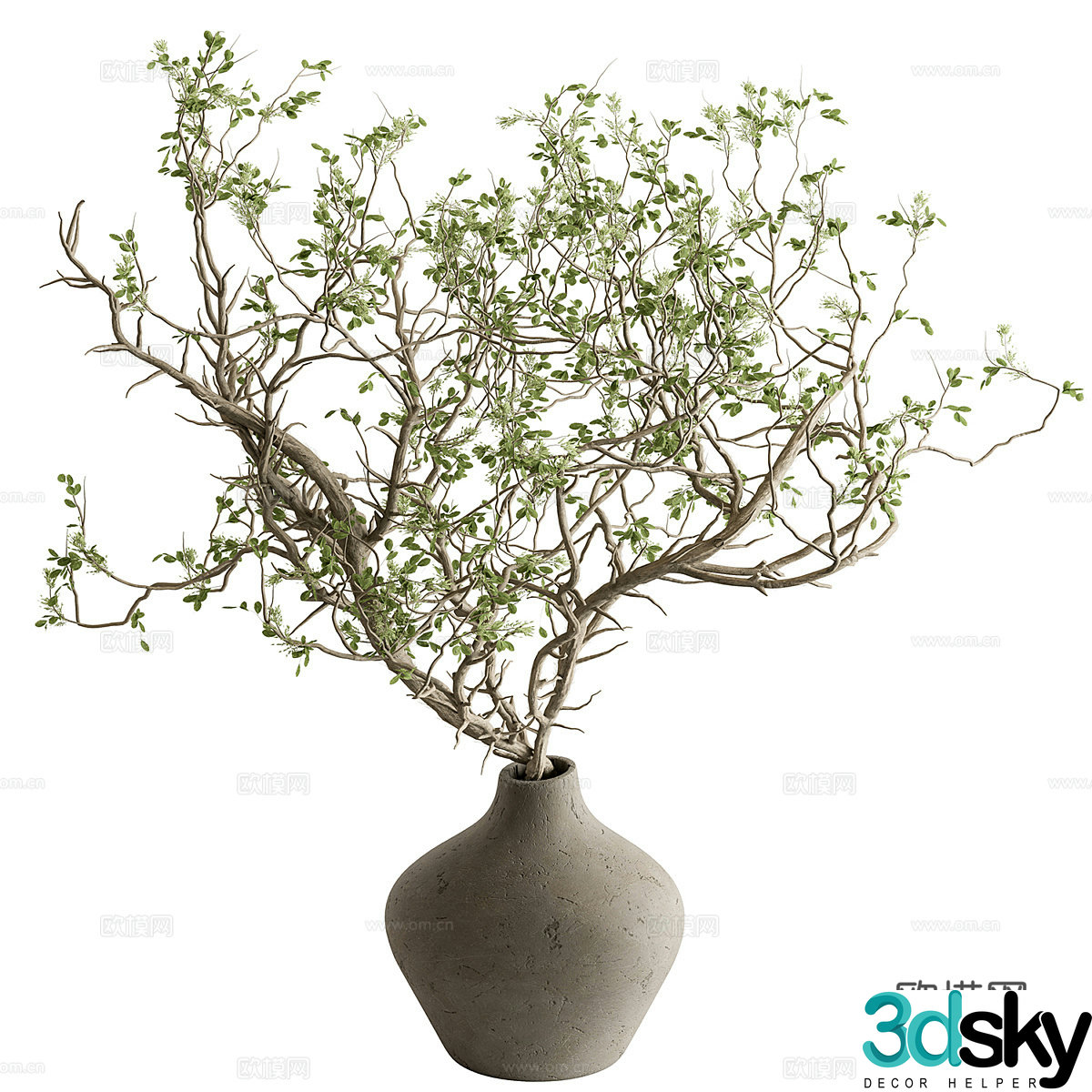 New Chinese style waive vase flower art 3D model
