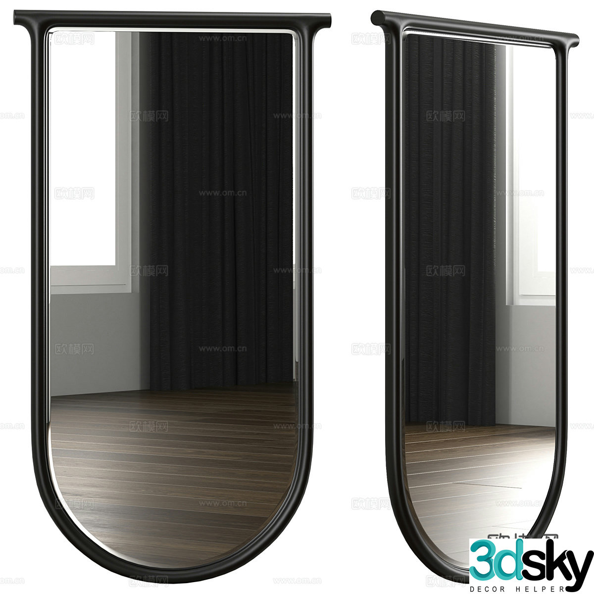 New Chinese decorative mirror Hippo mirror 3D model