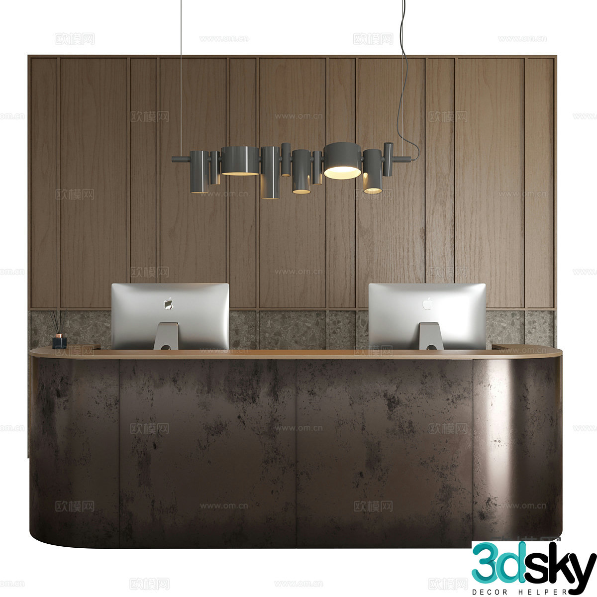 New Chinese style light luxury front desk reception desk 3D model
