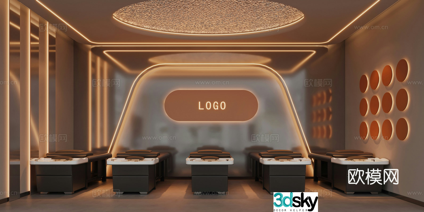 Modern 3D model of hair washing area