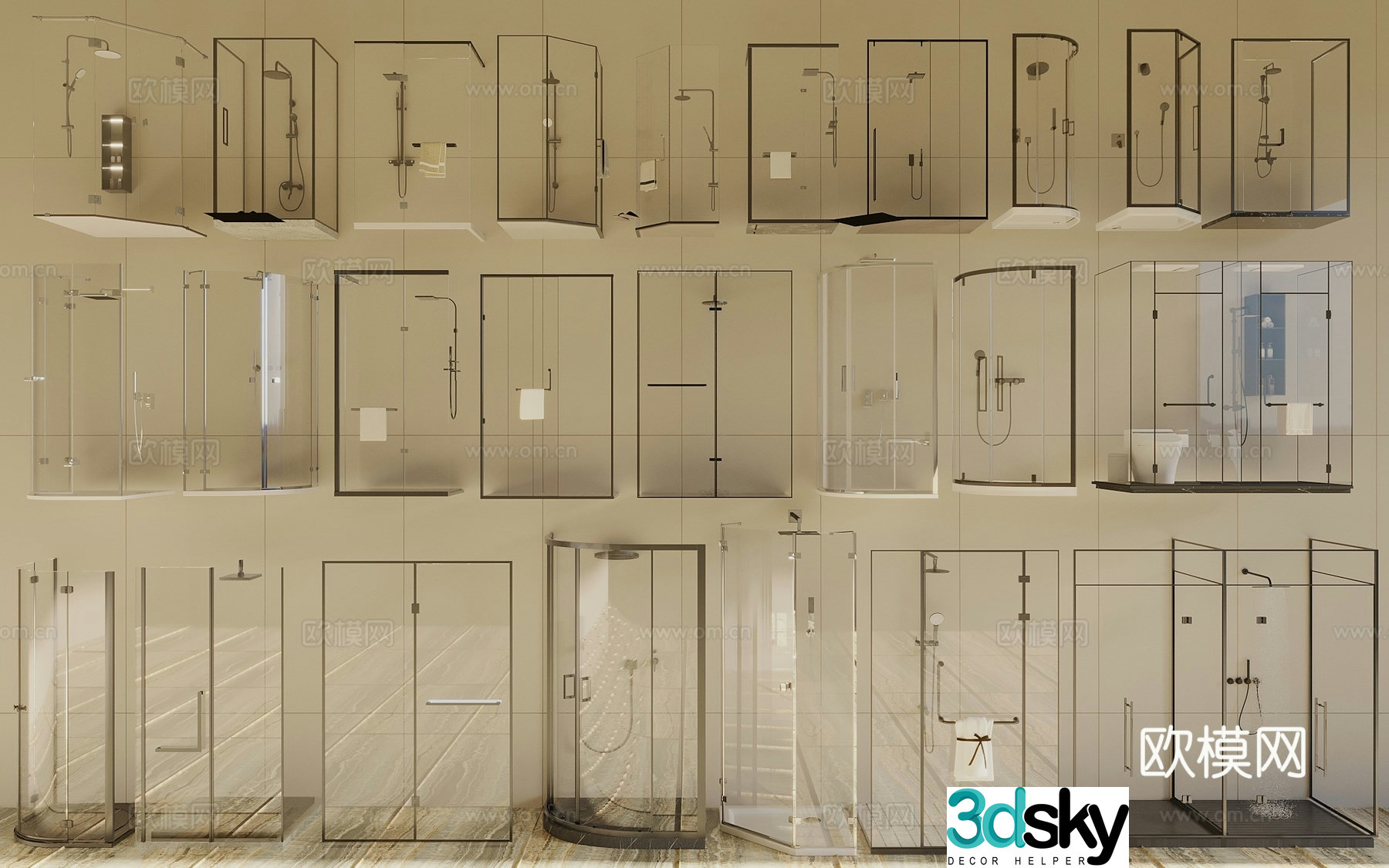 Shower room one-shaped shower room diamond shower room 3D model