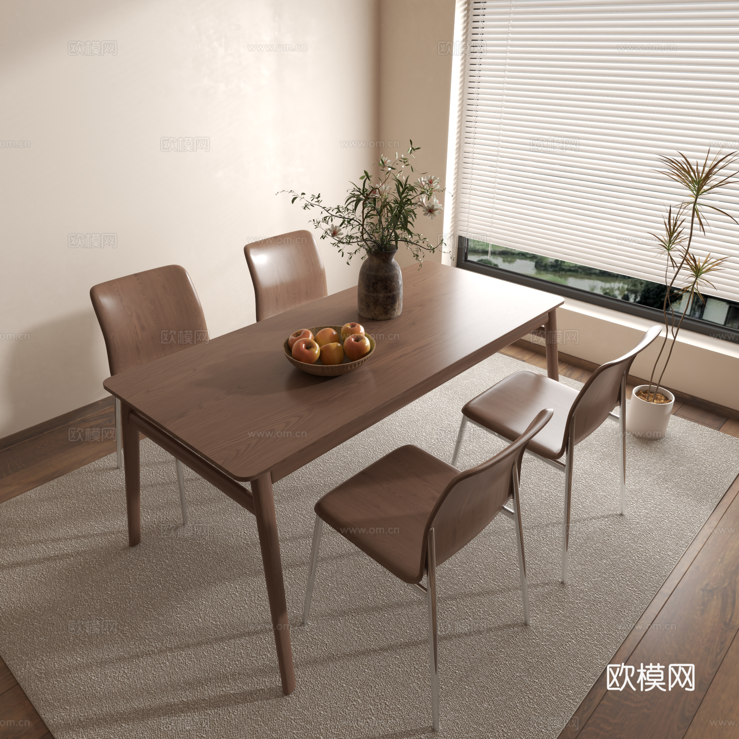 Modern dining table medieval dining table wabi-sabi dining table dining table chair 3d model