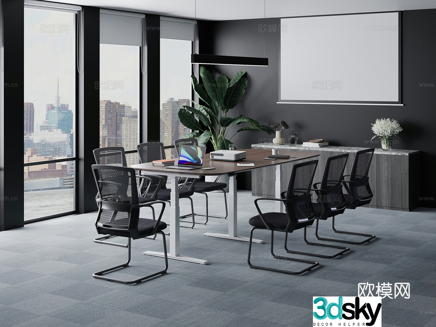 3D model of lifting conference table meeting room