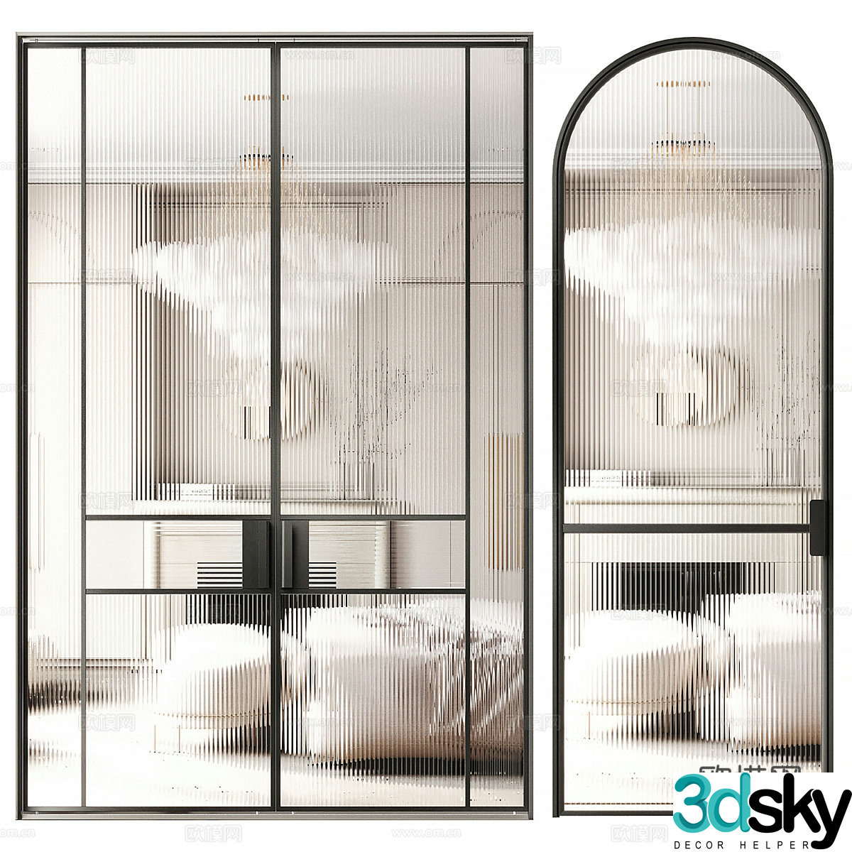 Modern Italian minimalist glass door 3d model