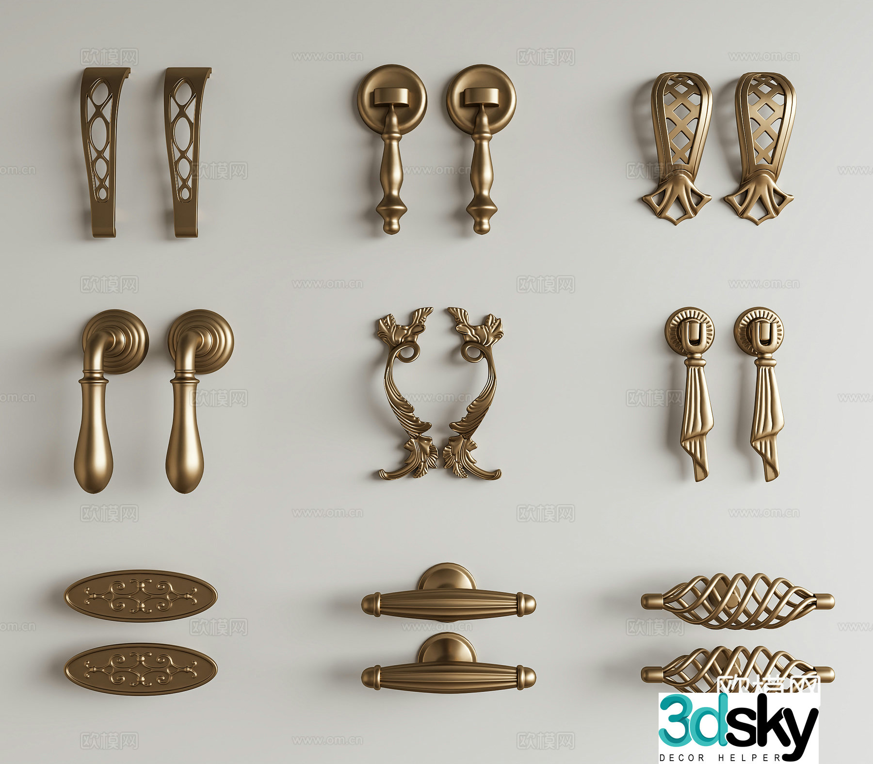 French cabinet door handle Cabinet door handle Metal handle Metal wind cabinet door handle Handle 3D model