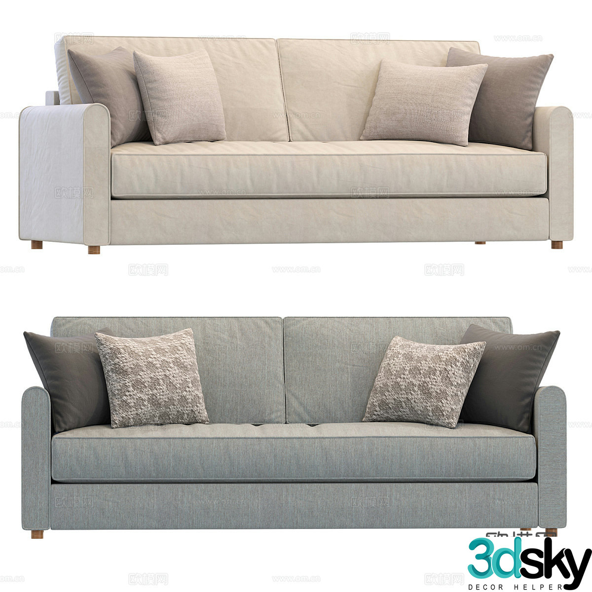 Modern Nordic Lille casual sofa 3d model