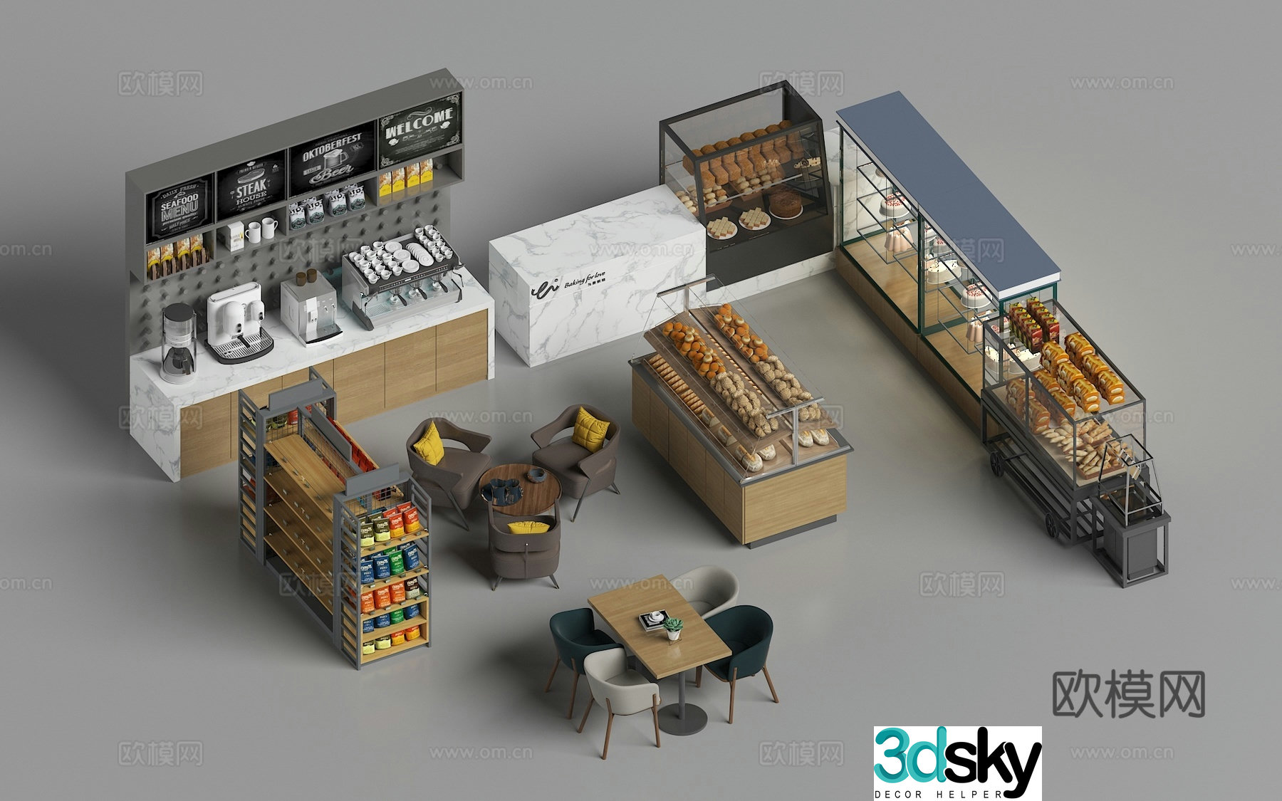 Cake refrigerator bakery equipment cake bread display cabinet 3d model