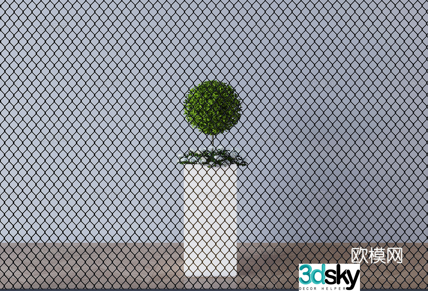 Wrought iron diamond grid piece barbed wire mesh decorative partition wall 3D model