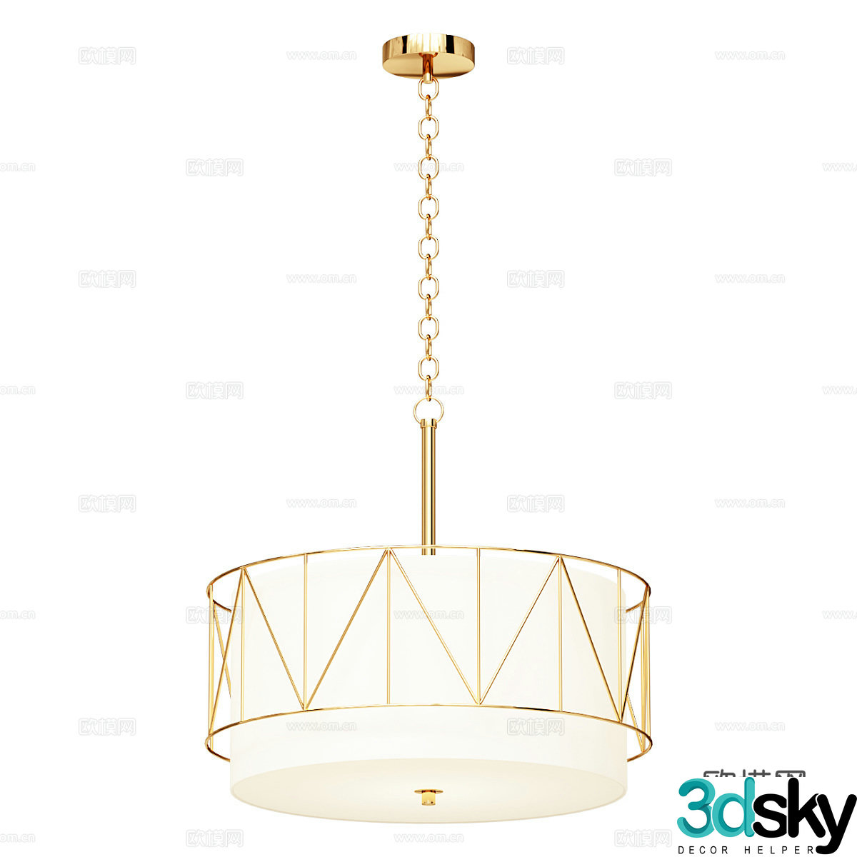 Chandelier Charme Golden Lamp 3D Model