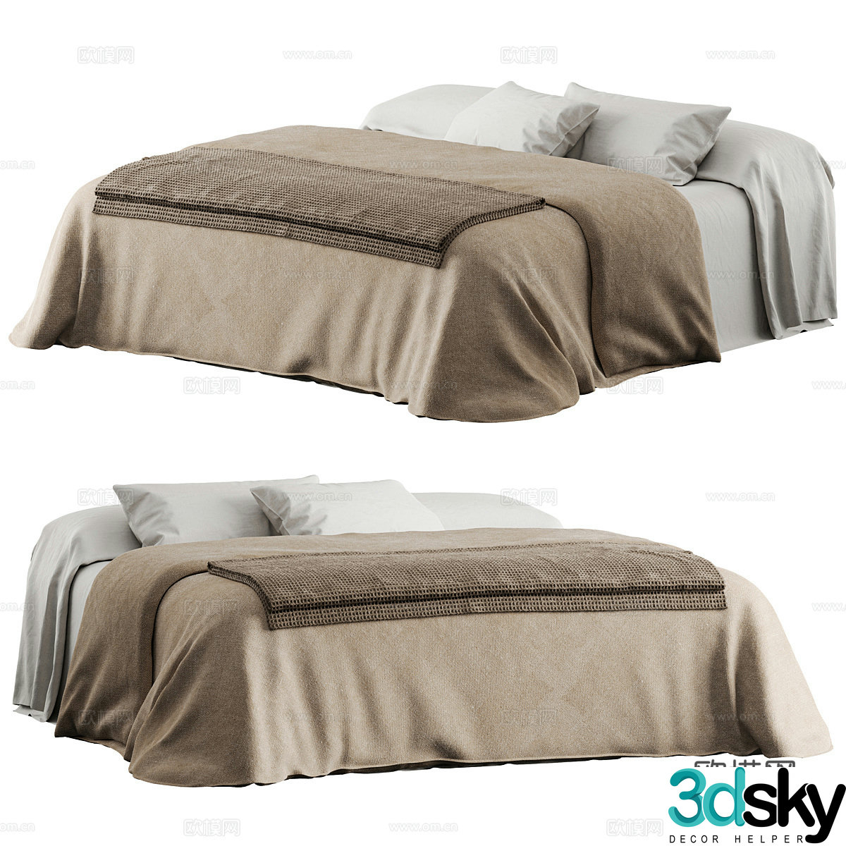 New Chinese style wabi sabi bedding 3D model