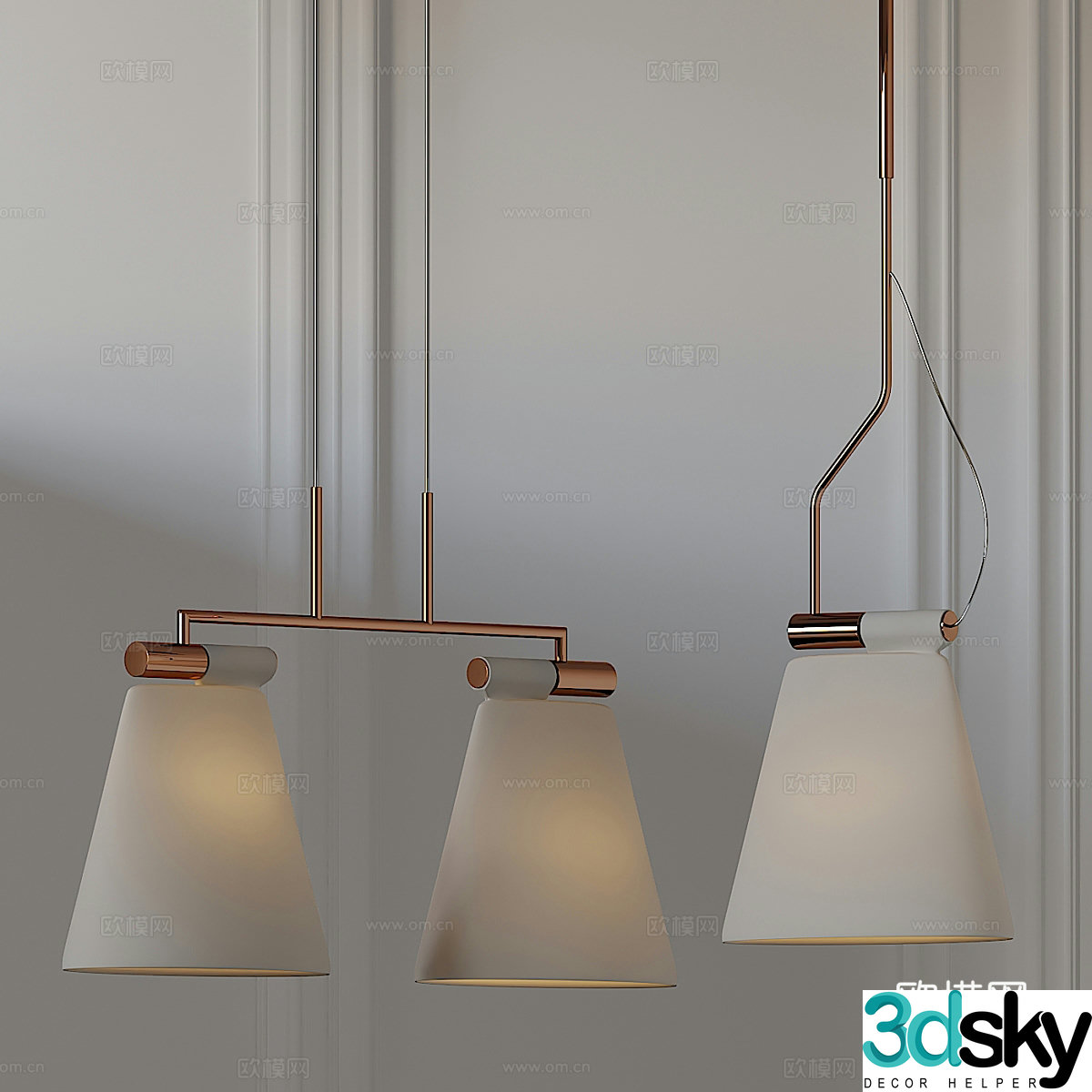 Modern light luxury decorative chandeliers 3D model