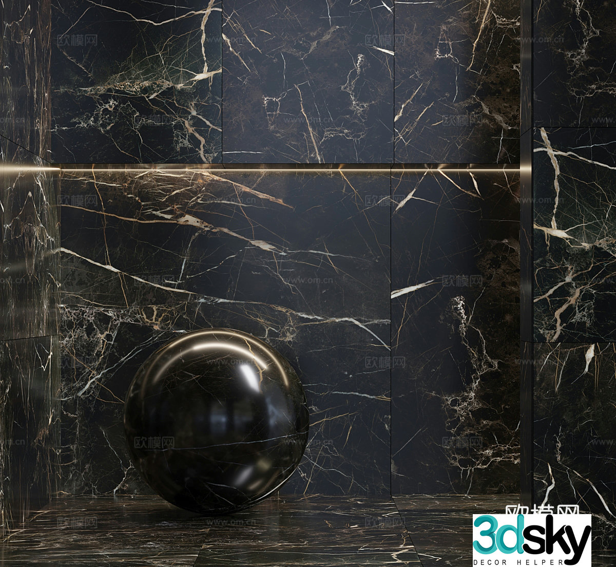Modern light luxury stone black marble luxury stone marble 3d model