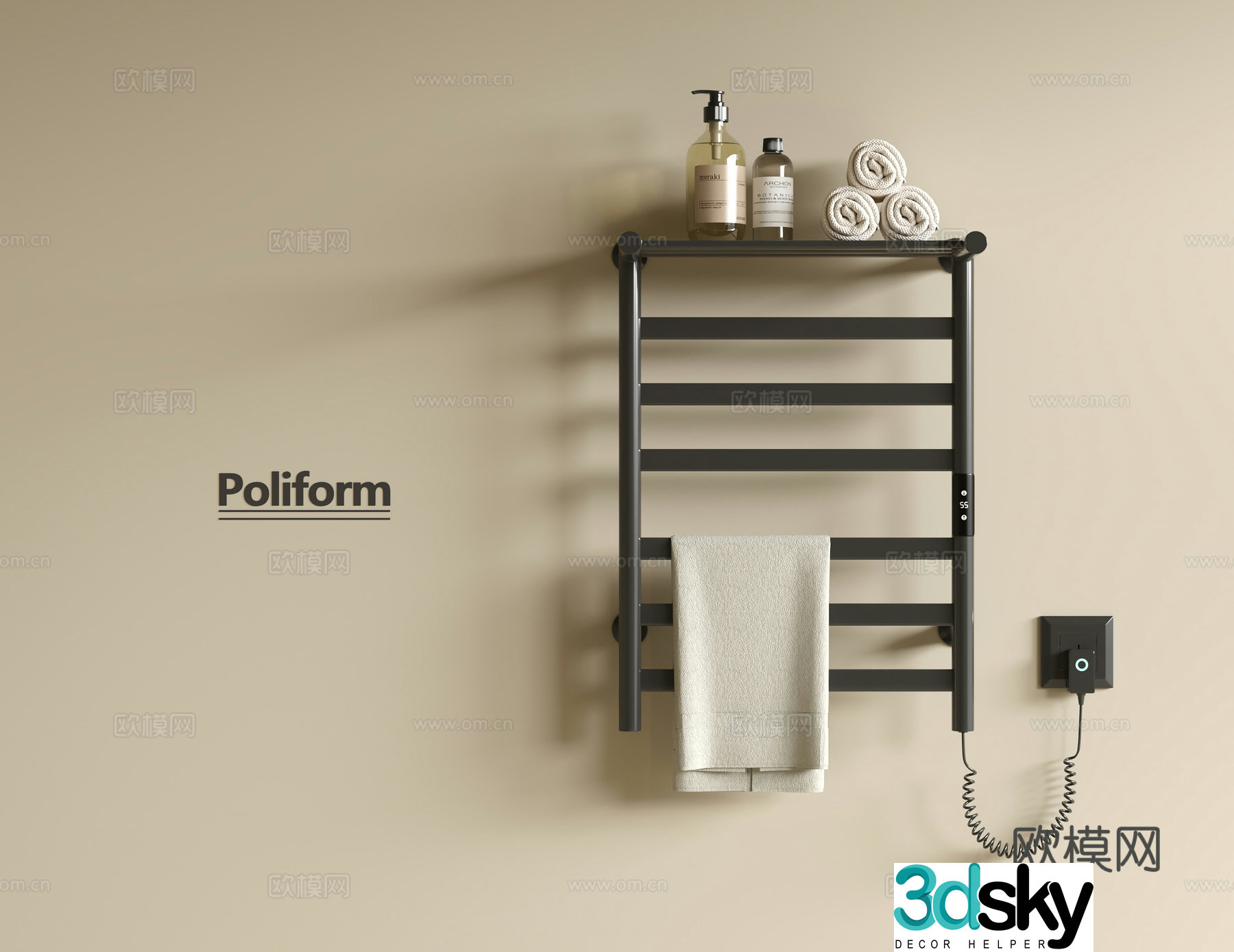 Modern towel rack bathroom storage rack 3d model