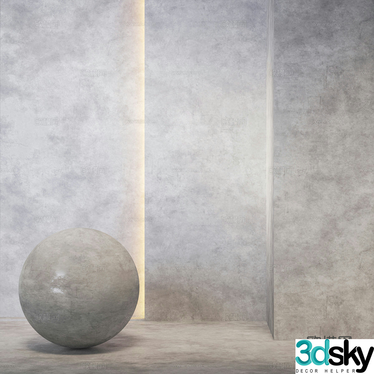 Modern micro-cement wall concrete wall 3d model