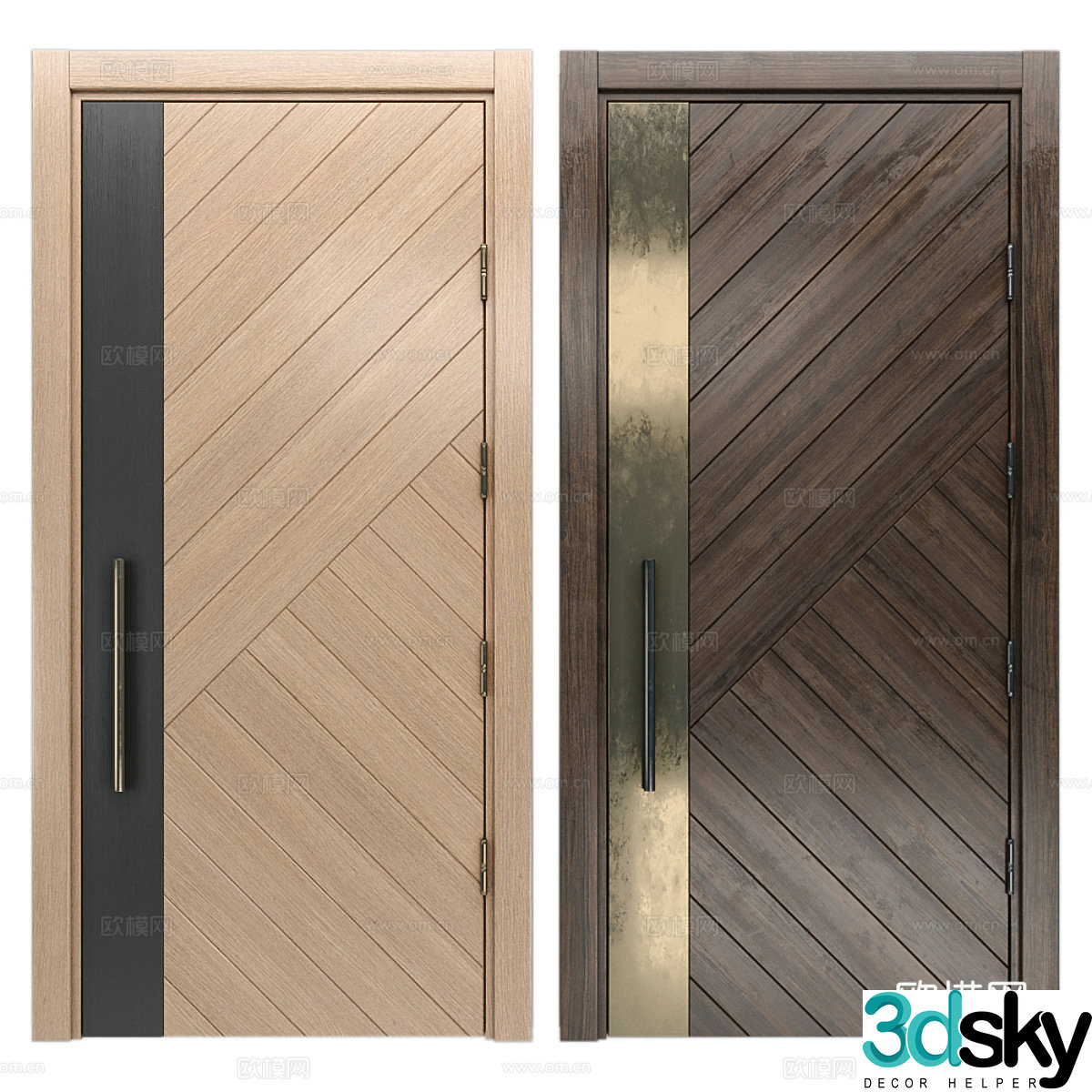 New Chinese style light luxury entrance door 3D model