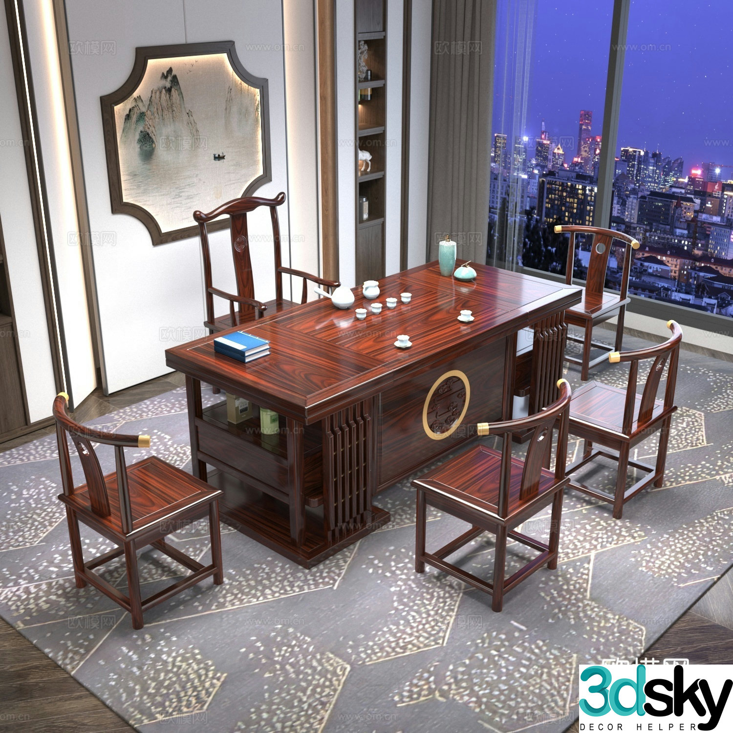 Tea table and chair combination 3D model