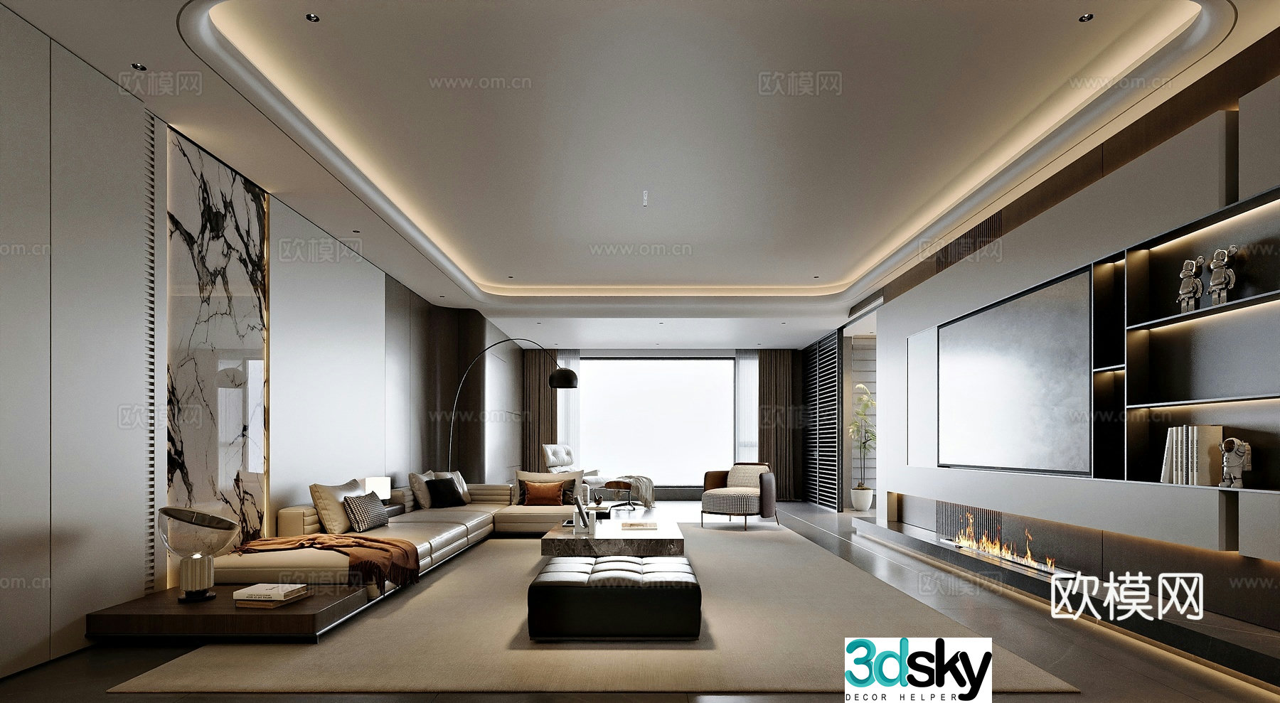 Modern style home living room 3d model