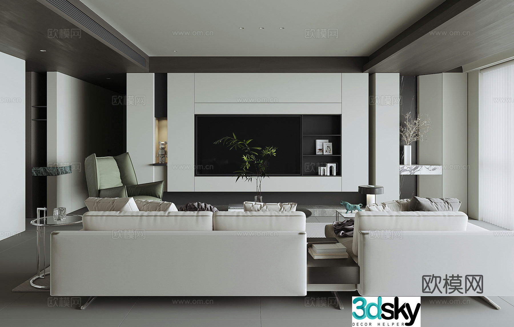 Modern home living room 3d model