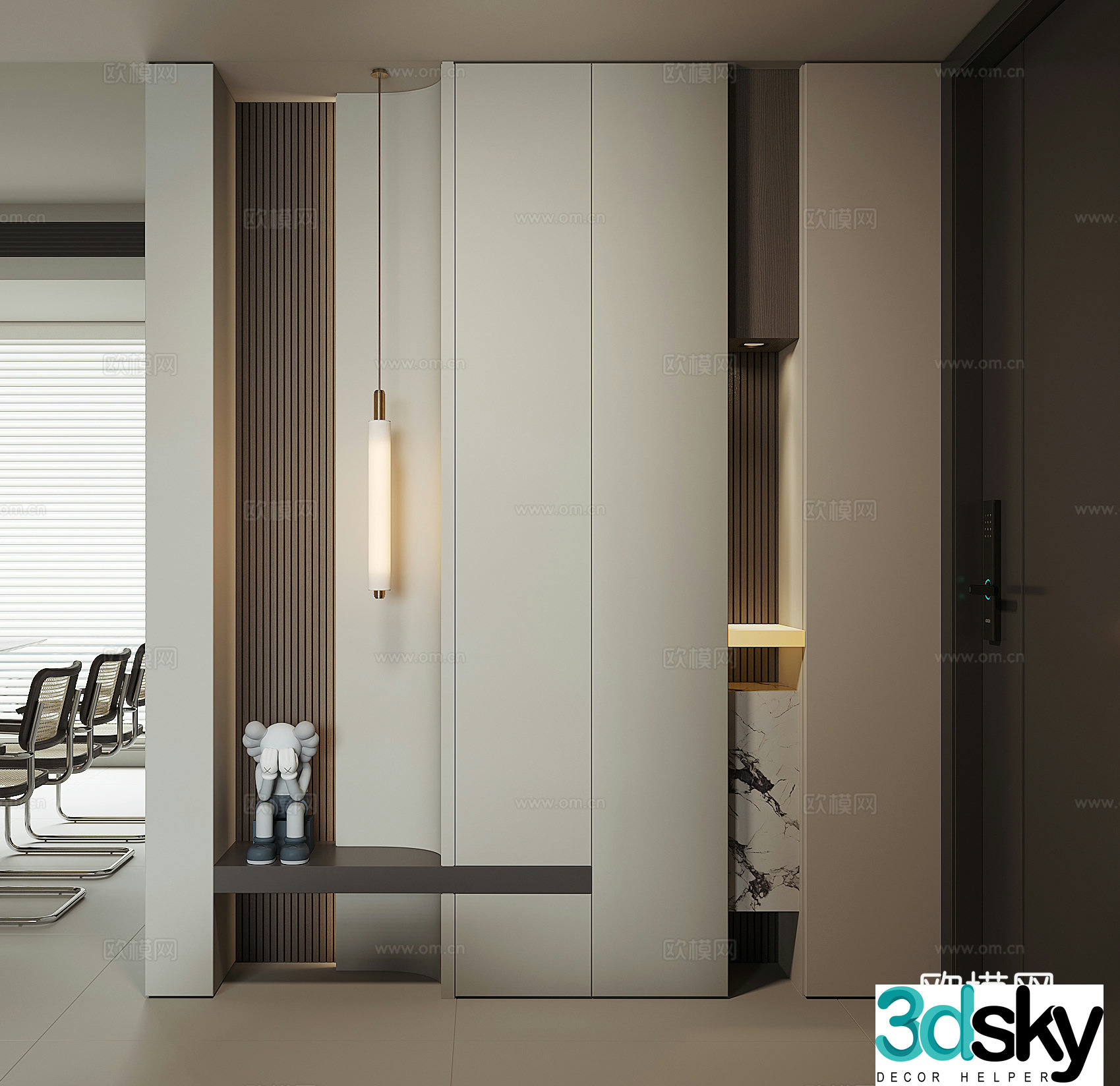 Modern entrance entrance door cabinet 3D model