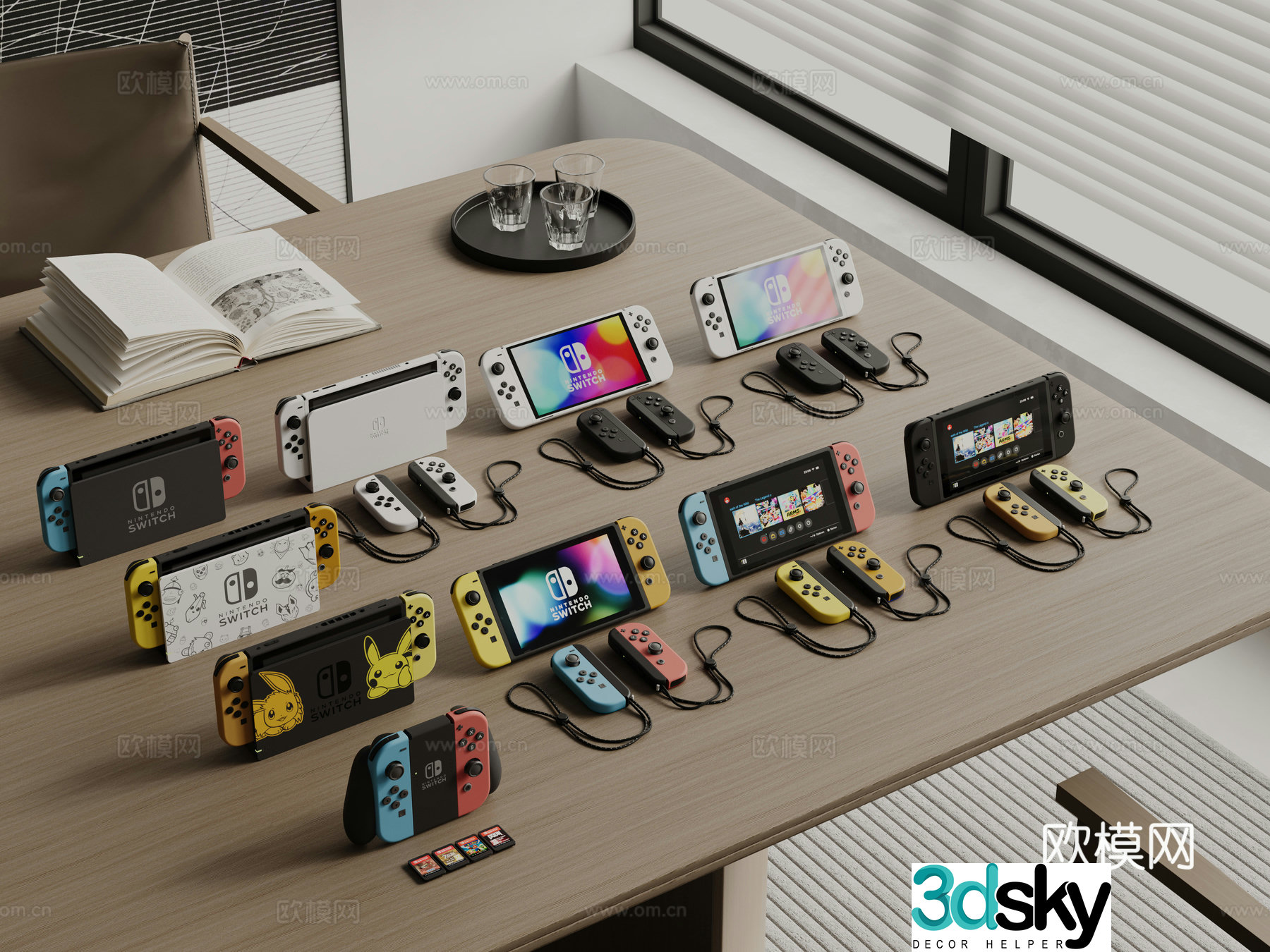 Modern game console controller Switch game console entertainment equipment 3d model