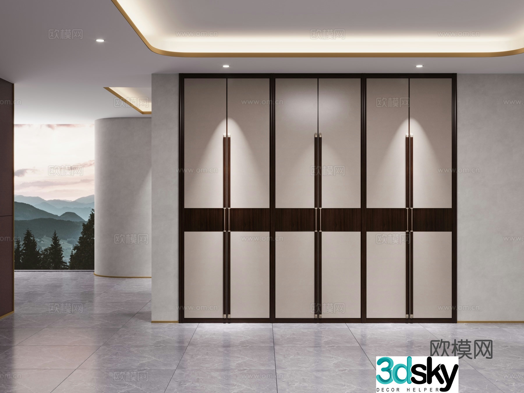 New Chinese style wardrobe customized cabinet solid wood wardrobe 3D model