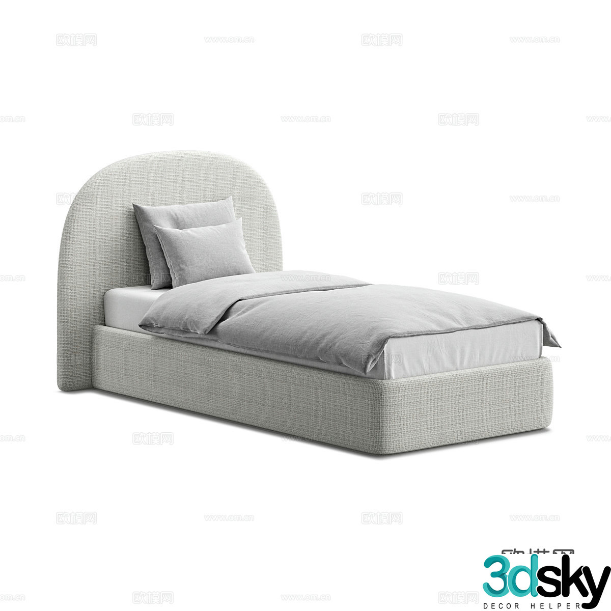 Modern simple single bed single bed pillow 3d model