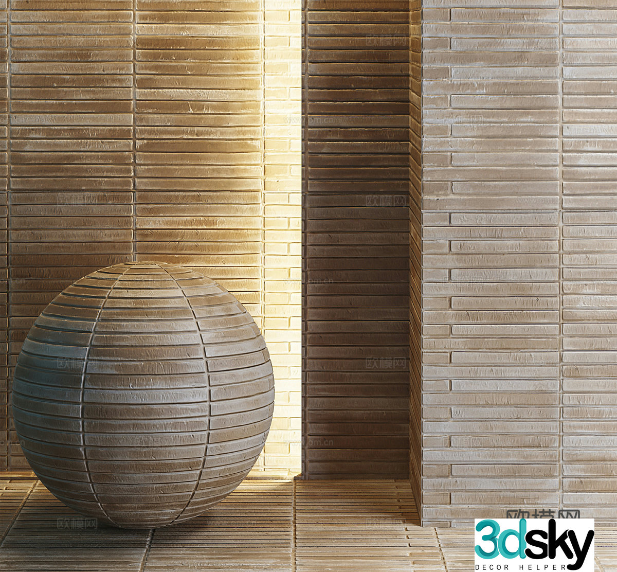 Old brick vintage brick wall 3d model