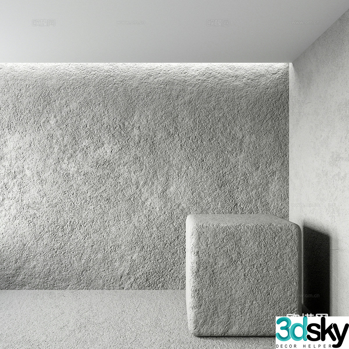 Modern micro-cement wall paint concrete wall 3d model