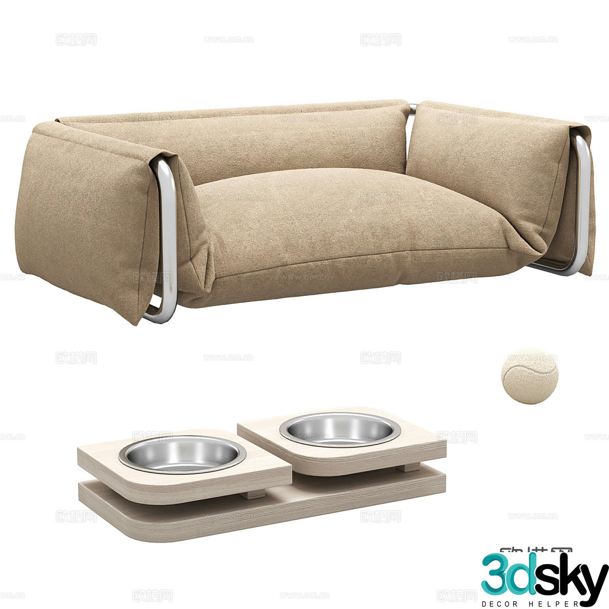 Sofa coffee table combination 3D model
