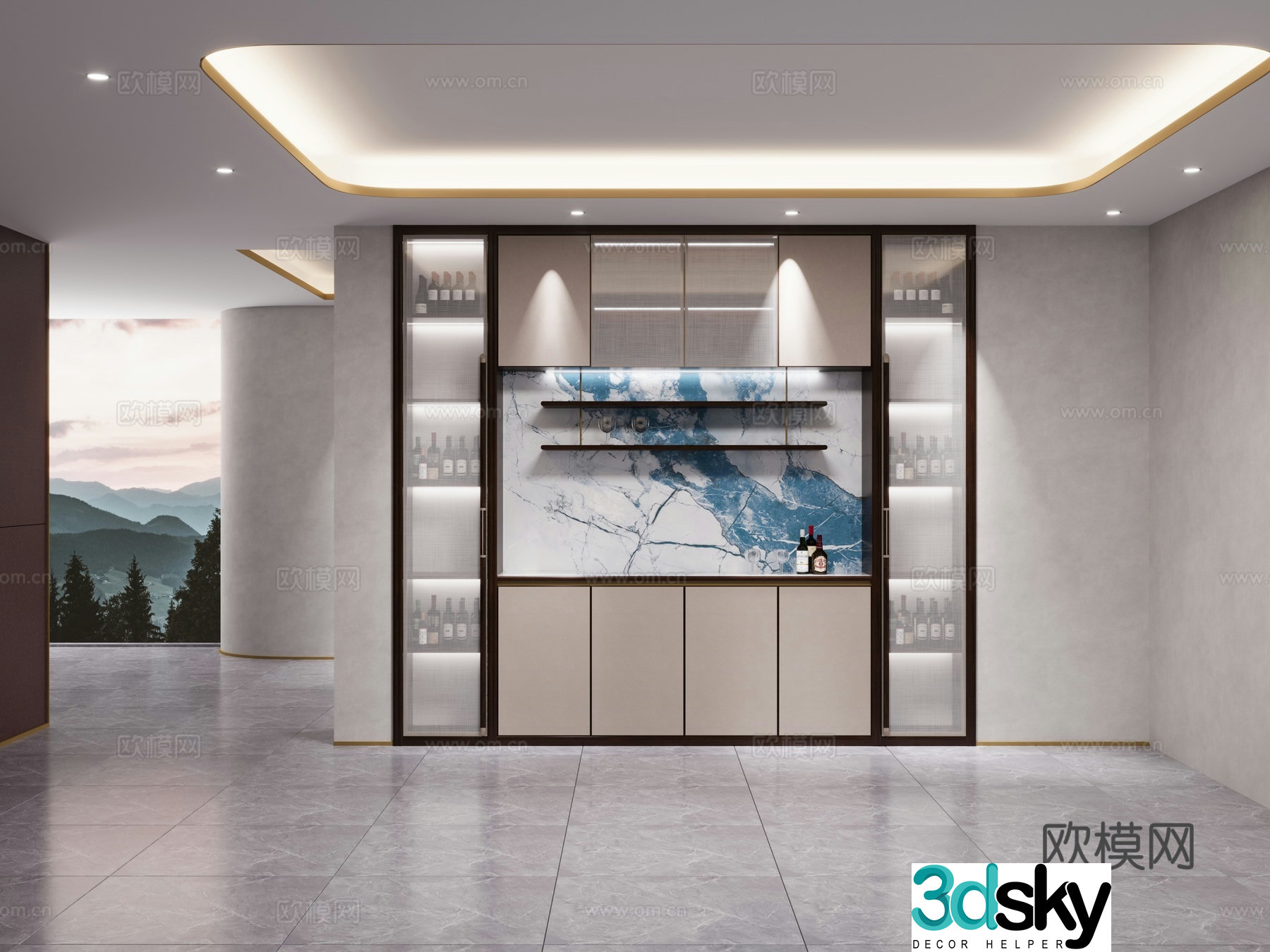 New Chinese wine cabinet decorative cabinet 3D model