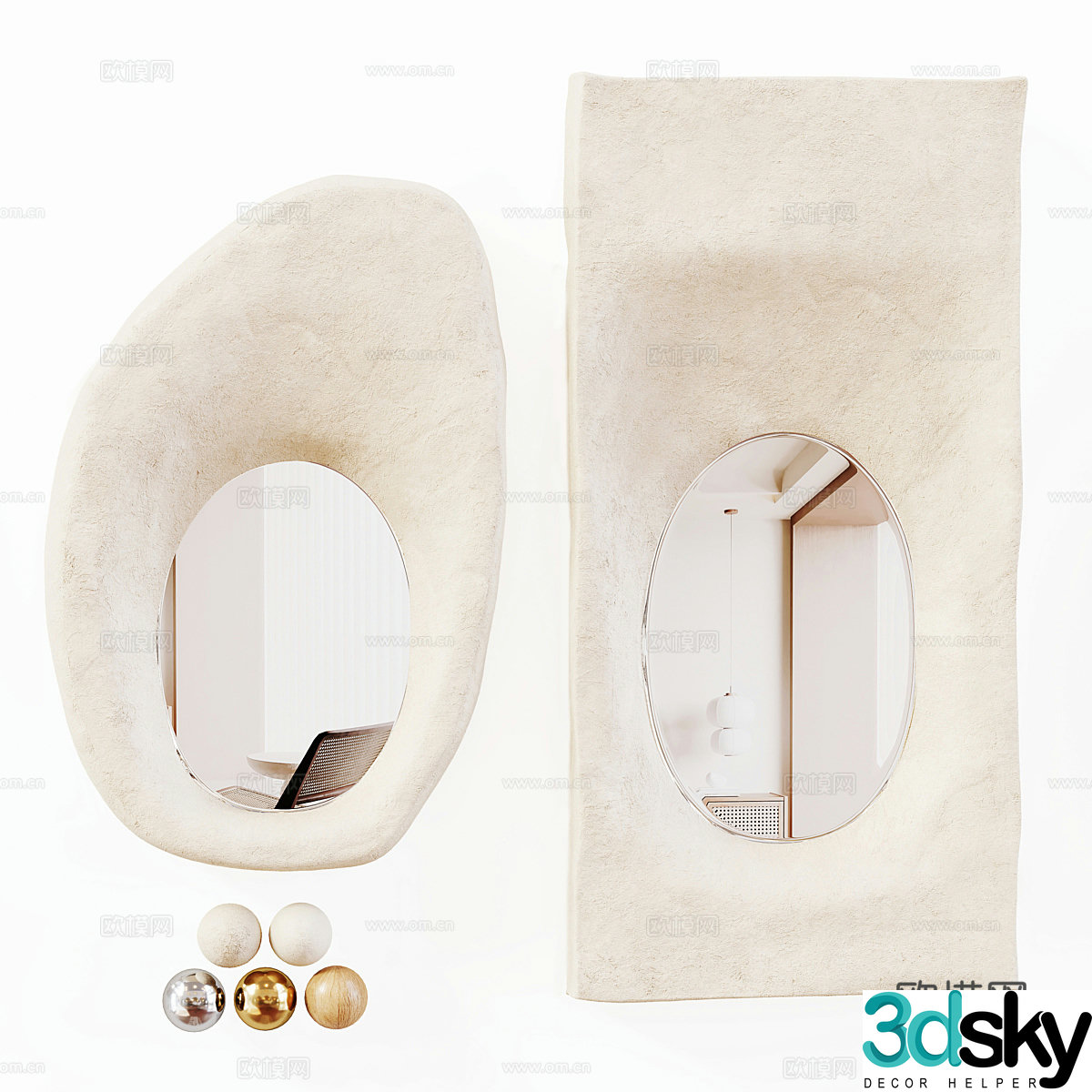 New Chinese style Wasabi decorative mirror 3D model