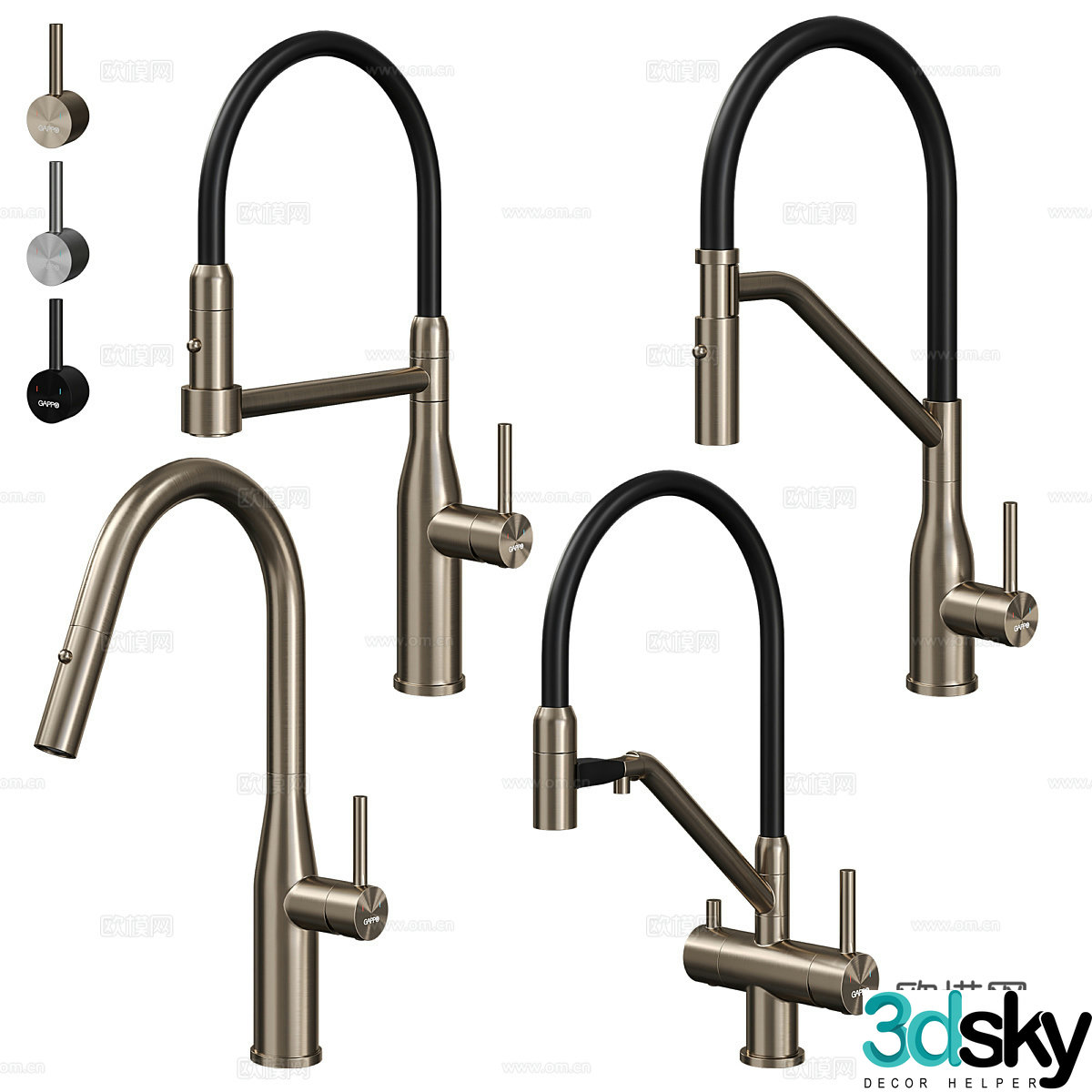 Modern light luxury Gappo kitchen faucet 3D model