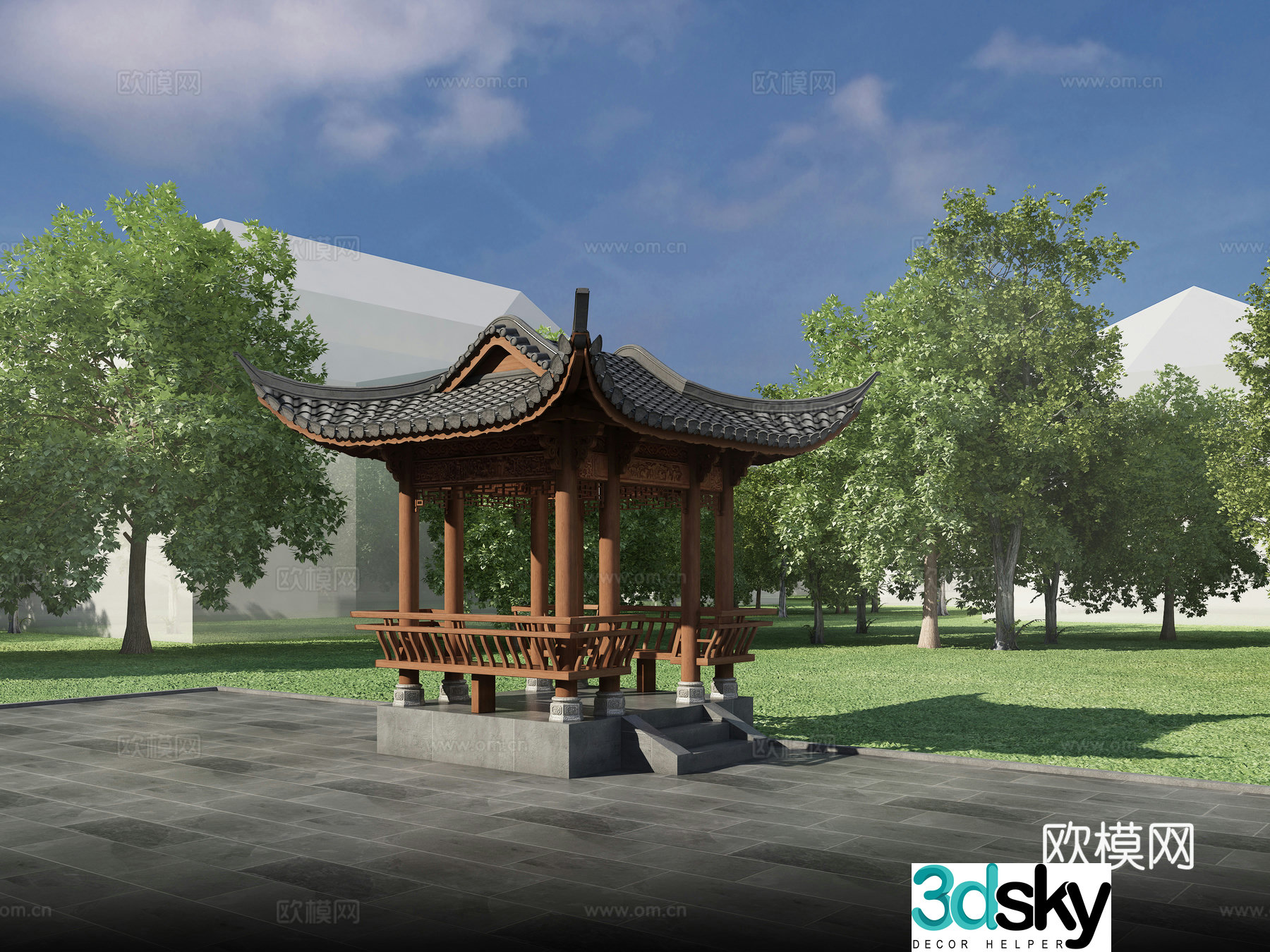 Chinese style ancient pavilion 3D model