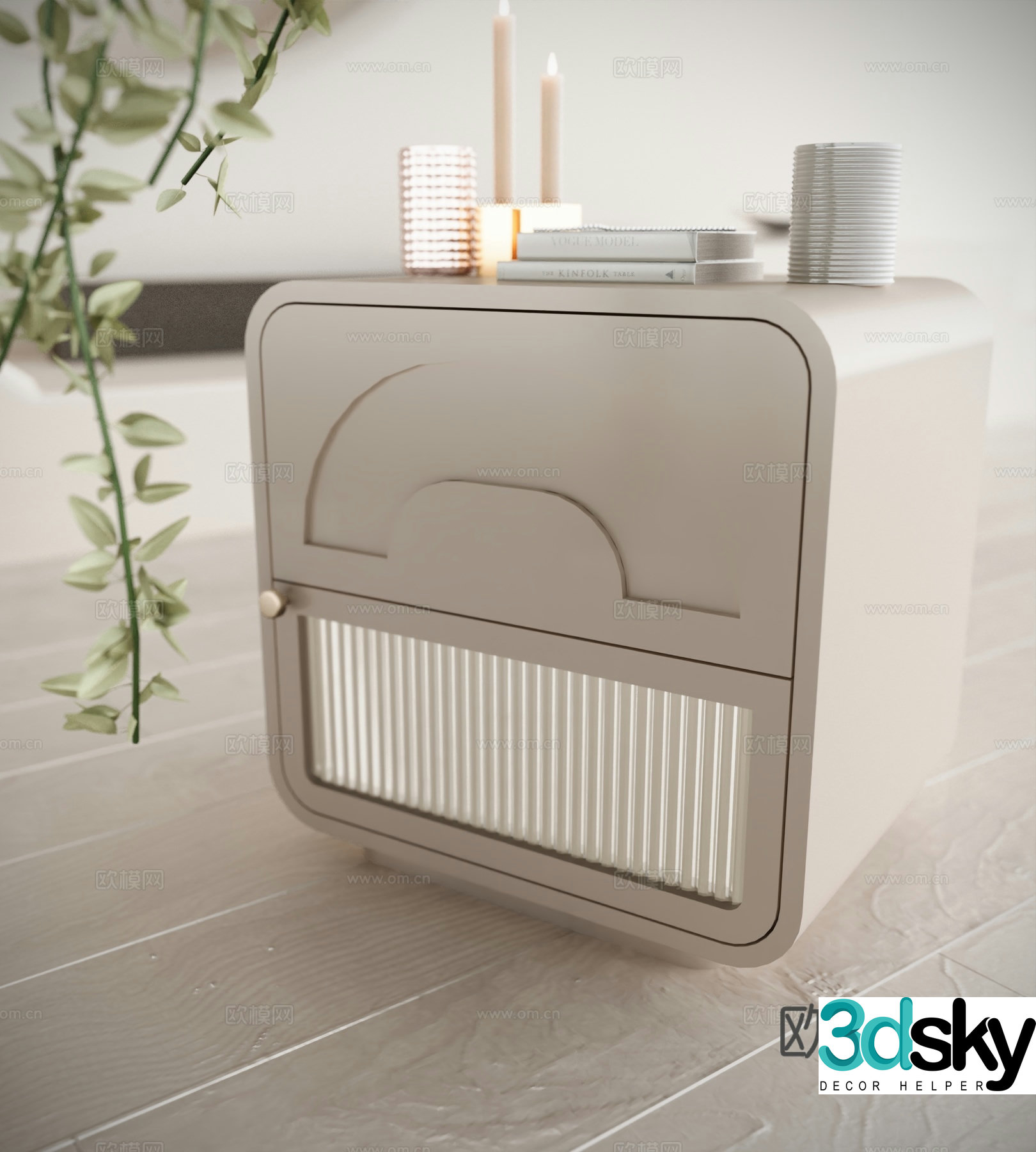 Modern bedside table low cabinet side cabinet furnishing ornaments 3D model