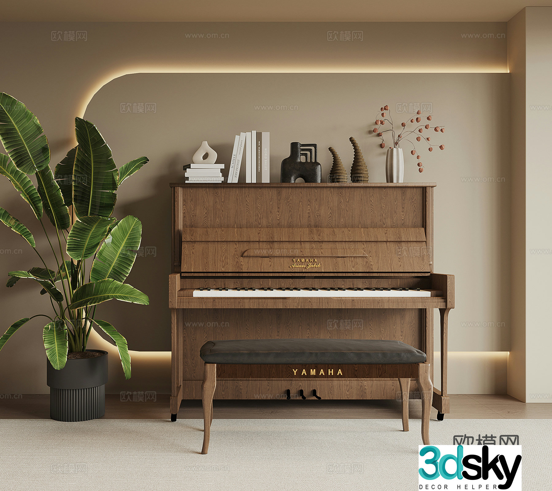 Wasabi Middle Style Piano 3D Model