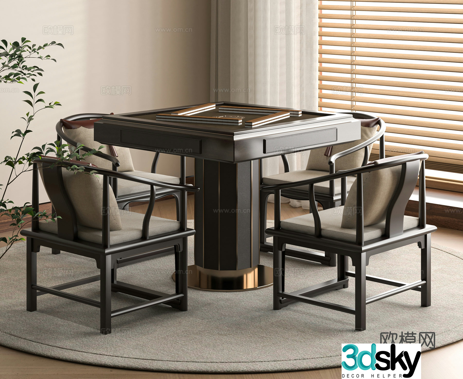 New Chinese Mahjong Table 3D Model