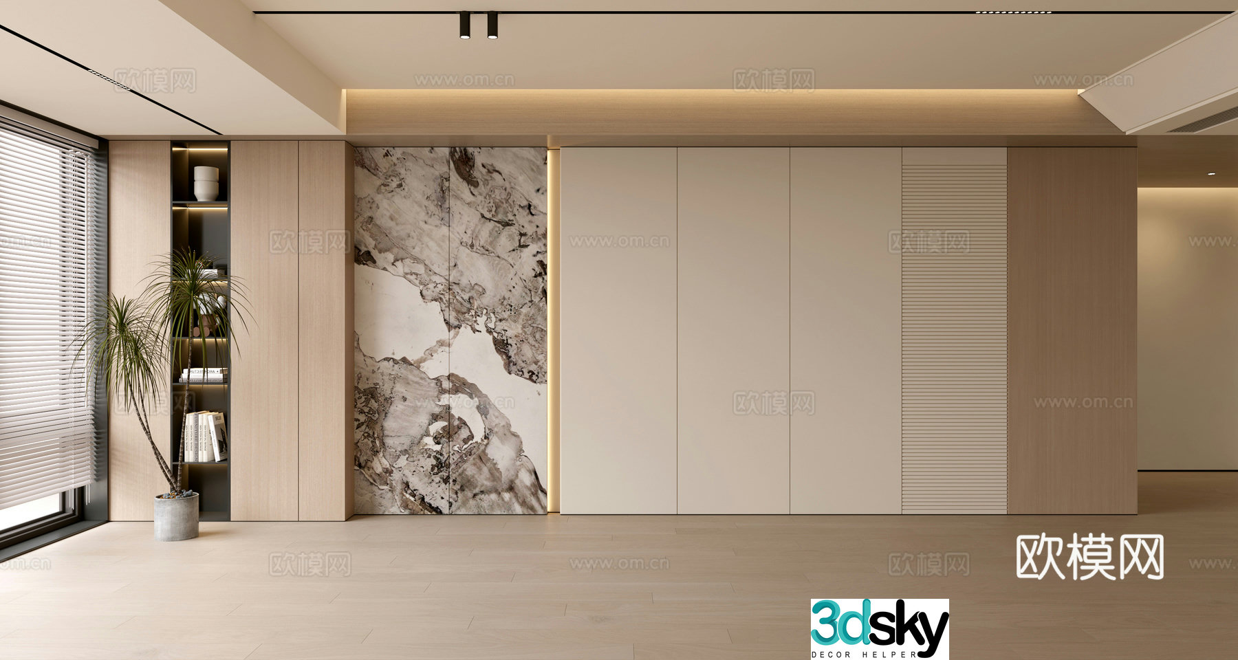 Modern simple sofa background wall modern ornament balcony cabinet living room cabinet wood veneer background wall 3d model