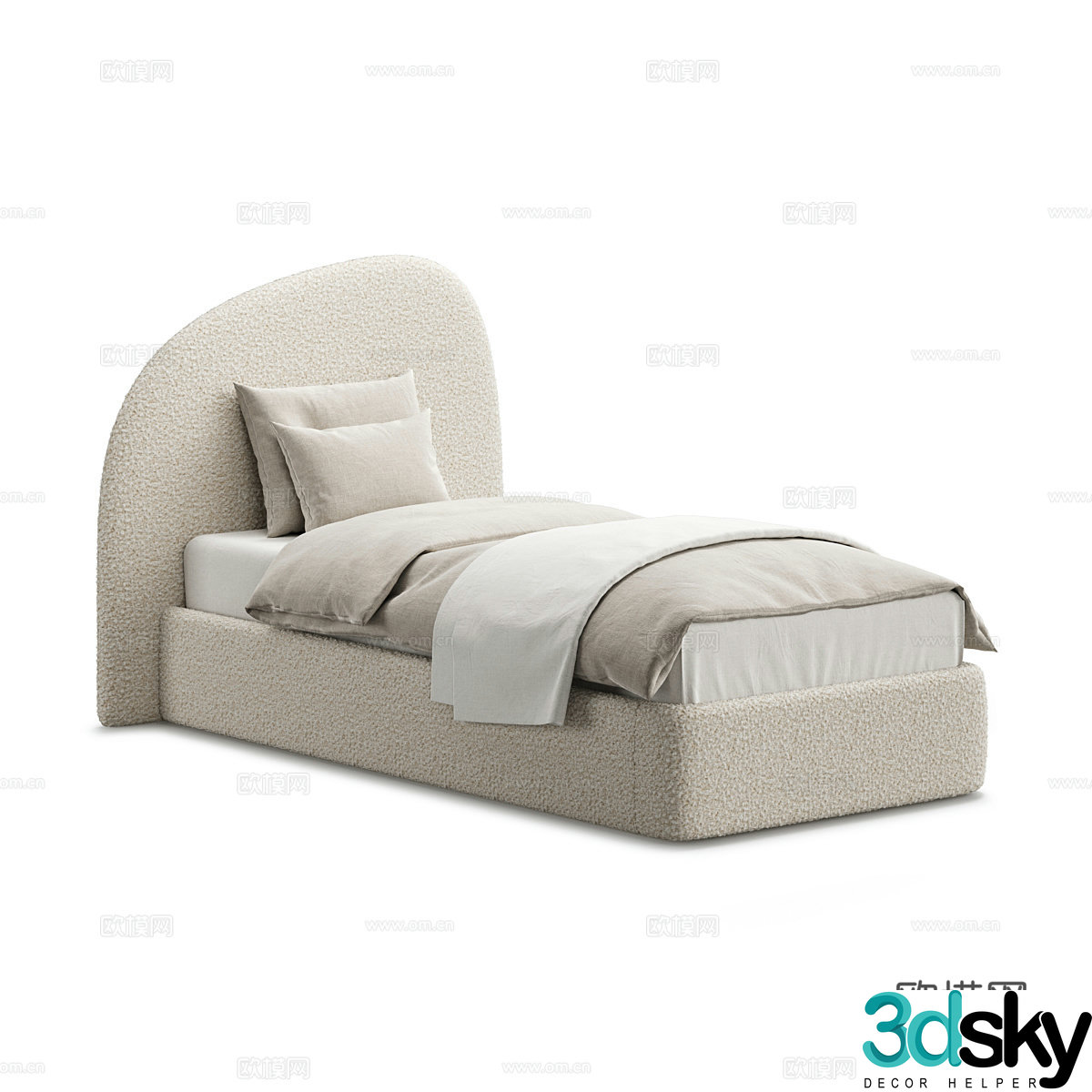 Modern simple single bed Single bed Simple bed Bedroom bed Pillow 3D model